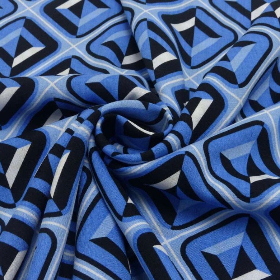 Viskose Webware- Graphic Cubes - blau Fabric poshpinks