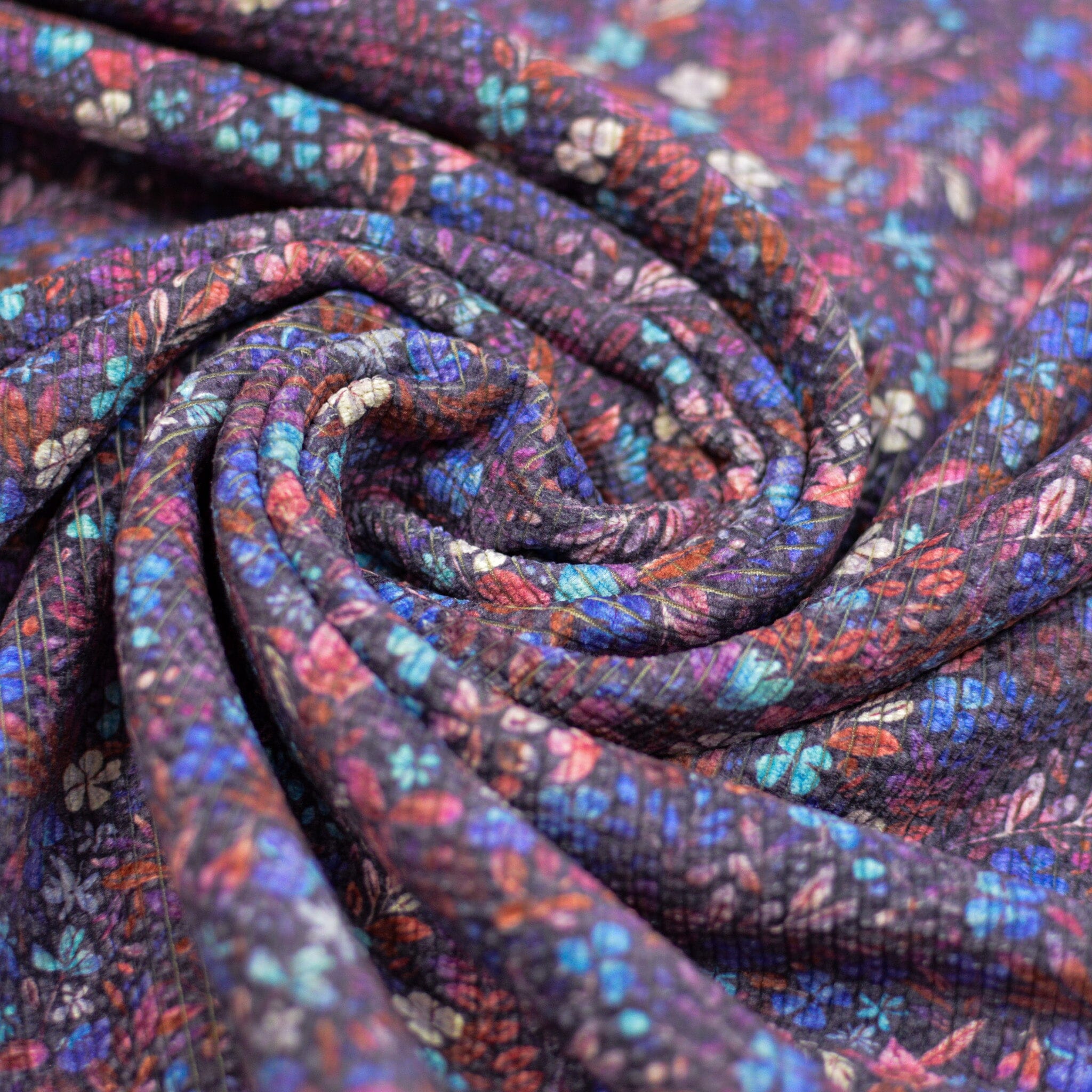 Stretch Cord - millefleur violette bleu Fabric poshpinks