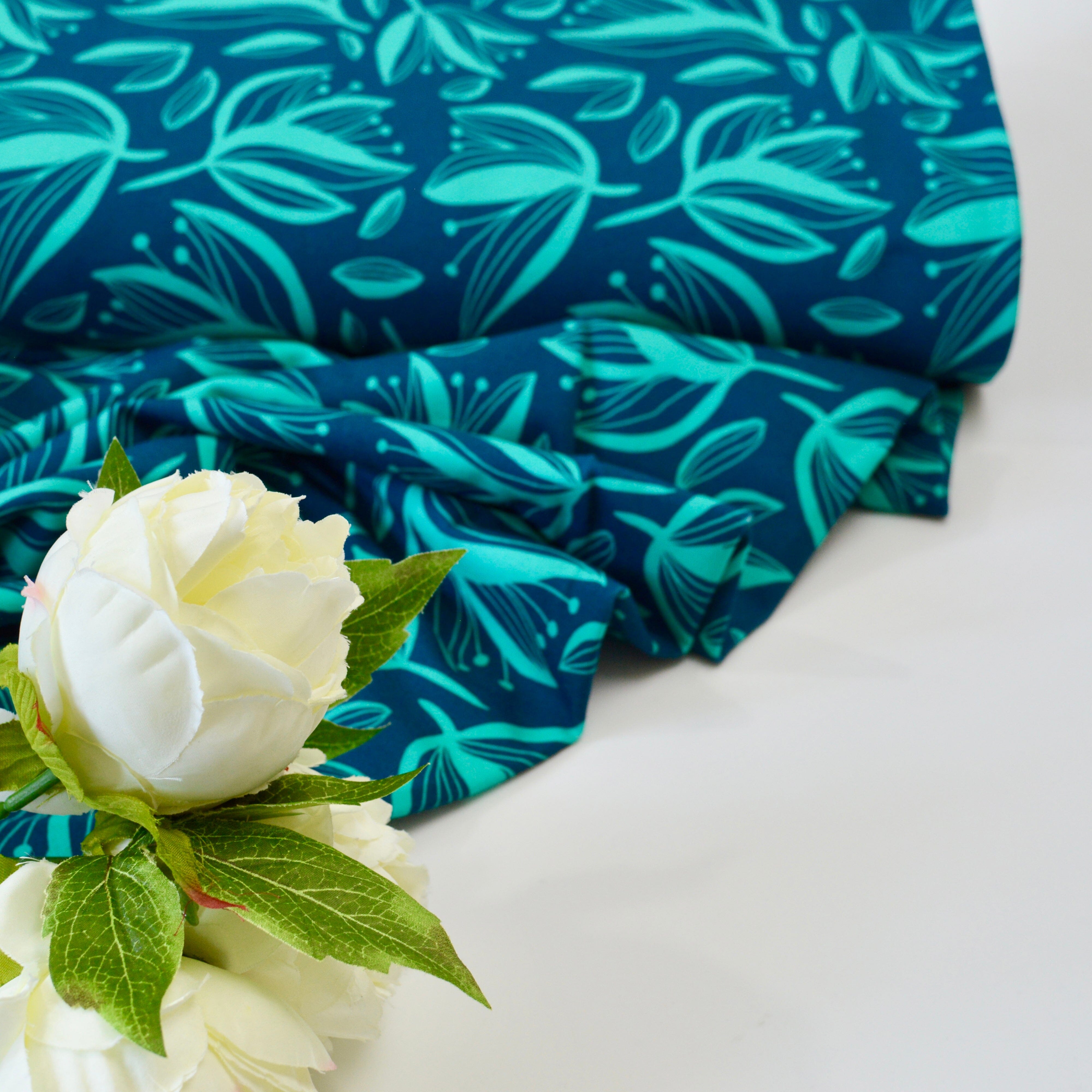 Soft Touch French Terry - Coralie Deep Water by emjo_design Fabric poshpinks