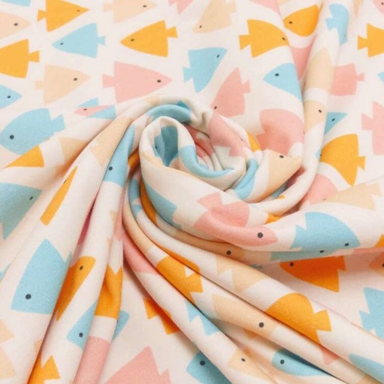 Baumwolljersey - Strandtag - Fische Fabric poshpinks