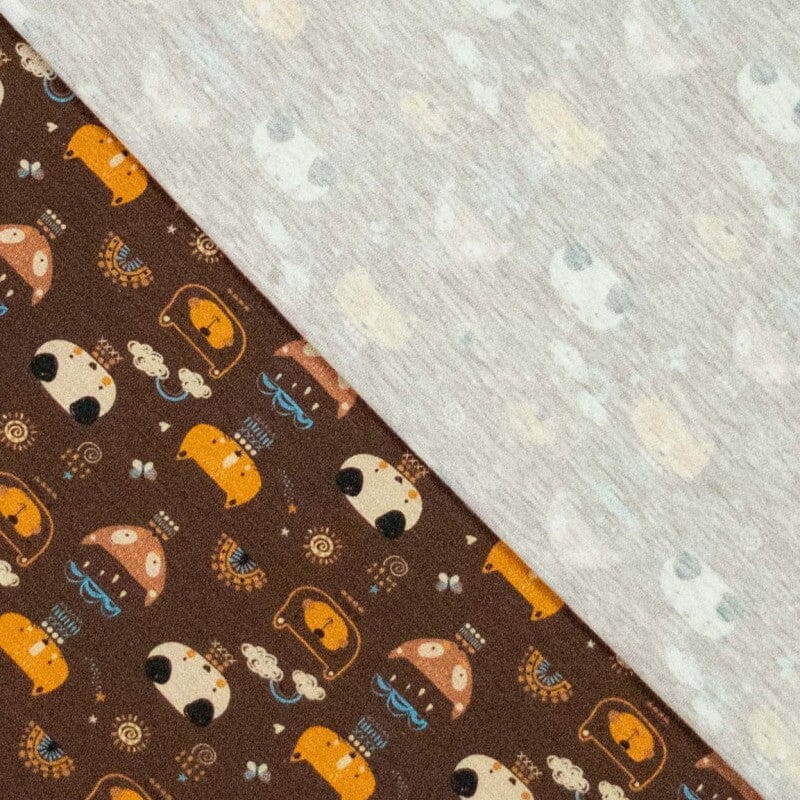 Baumwolljersey - kleine Freunde - braun bunt Fabric poshpinks