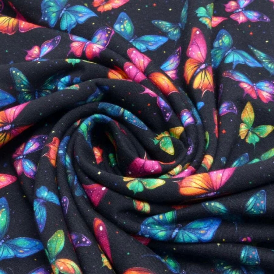 French Terry - Rainbow Butterflies - Bunte Schmetterlinge
