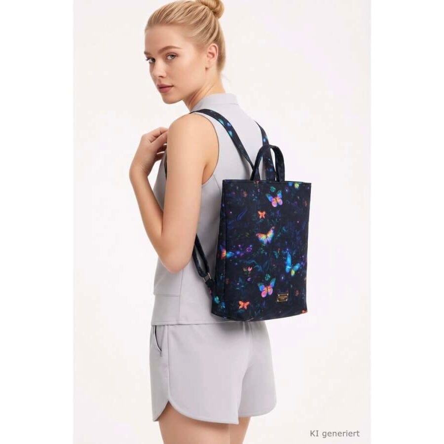 Canvas Dark Butterfly – robuster Dekostoff für Taschen & Wohnaccessoires  - Schwarz pink blau