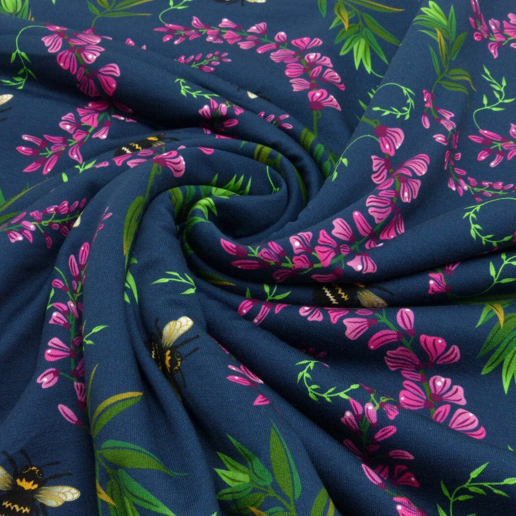 French Terry - BEE Flower by Daniela Bonn - Blau Fabric poshpinks