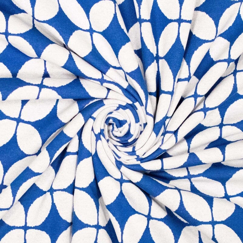 Jacquard Strickstoff - Retro - Weis blau Fabric poshpinks