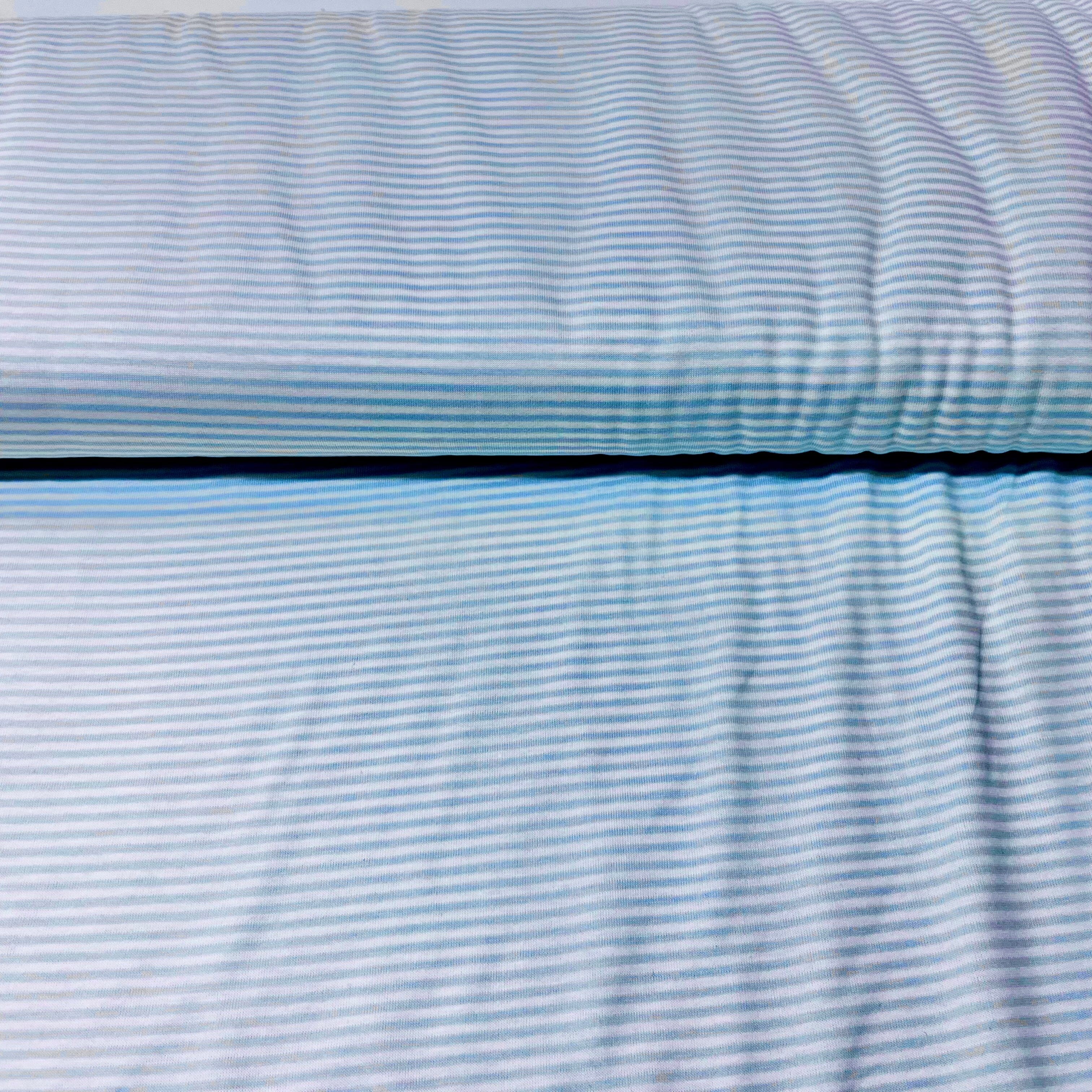 Baumwolljersey - Streifen / Ringel - weiß hellblau Fabric poshpinks