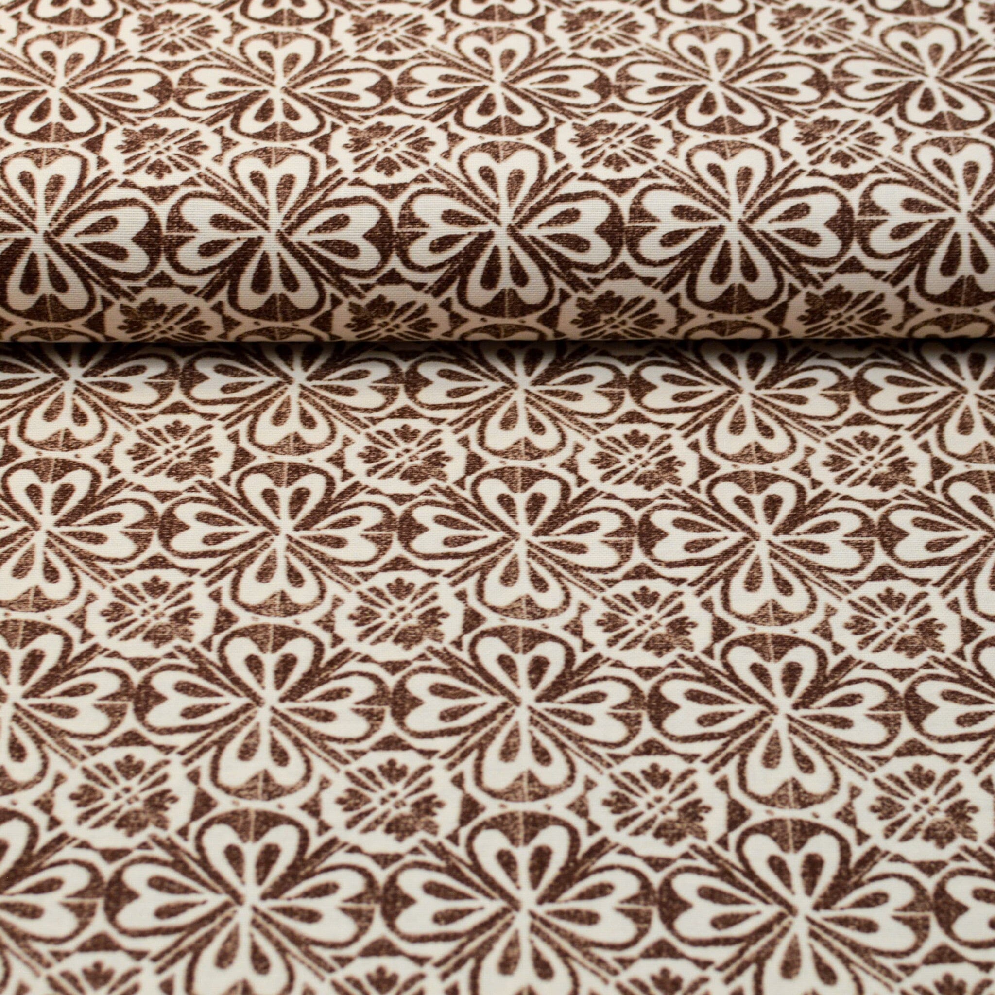 Canvas - Stempel Motiv beige braun Fabric poshpinks
