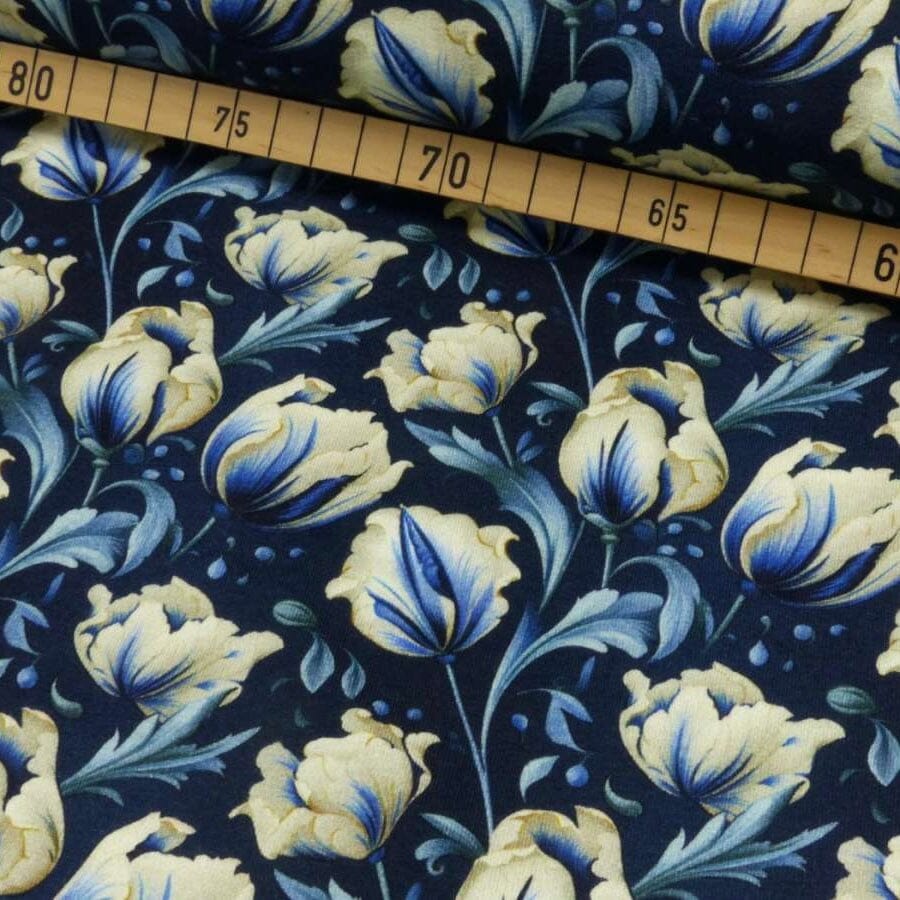 French Terry - Tulpen - Navy Creme