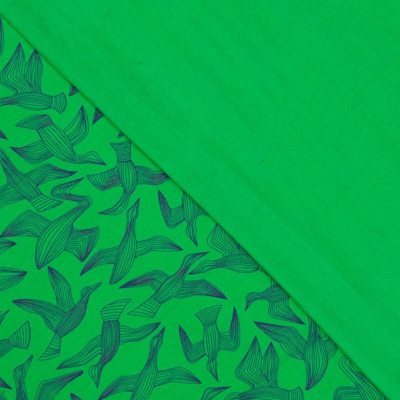 Baumwolljersey - Schwäne - Grasgrün Fabric poshpinks