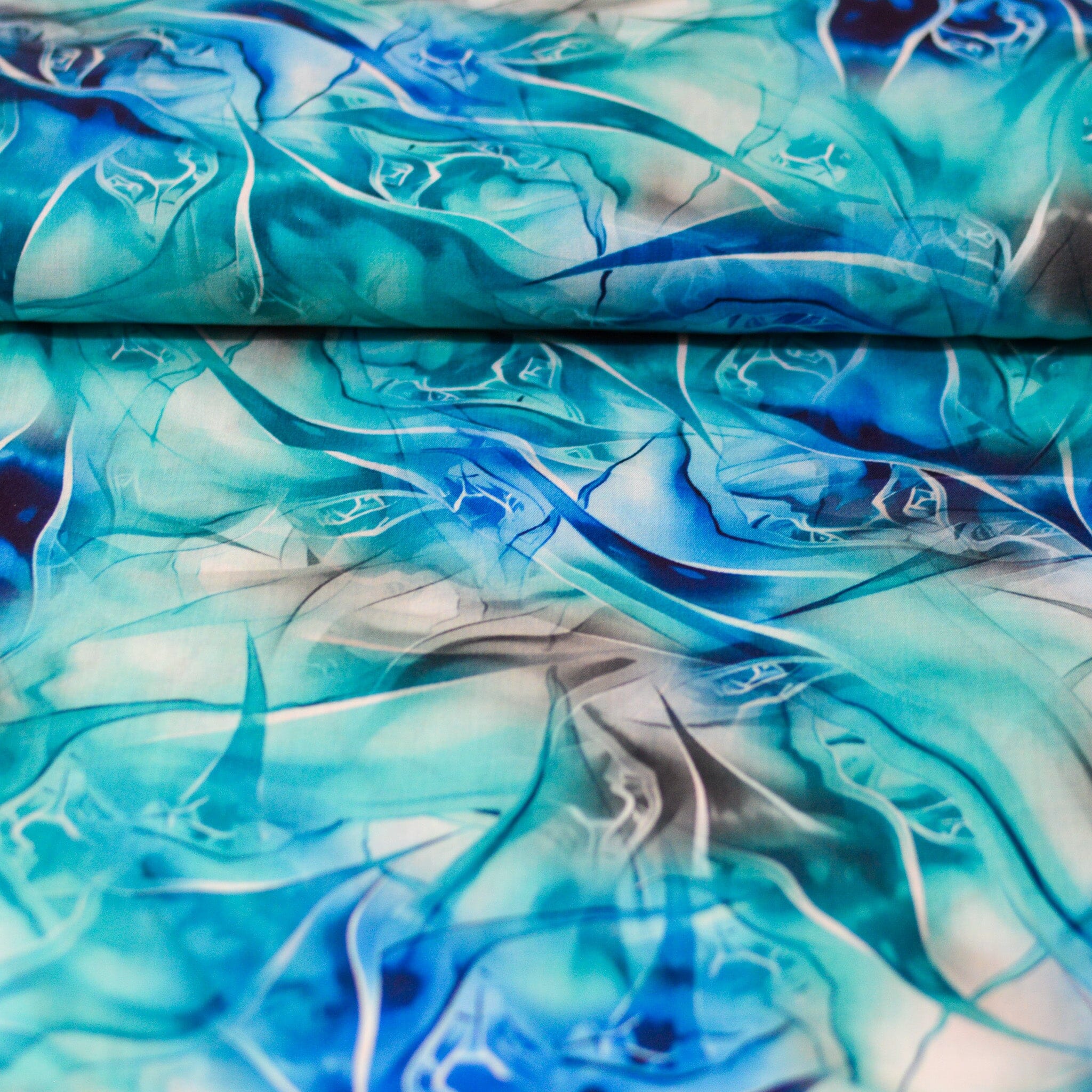 Viskose - Abstract - Türkis Fabric poshpinks