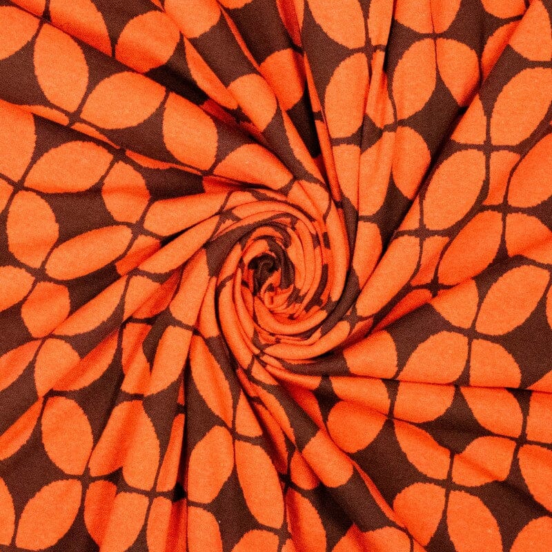 Jacquard Strickstoff - Retro - orange braun Fabric poshpinks