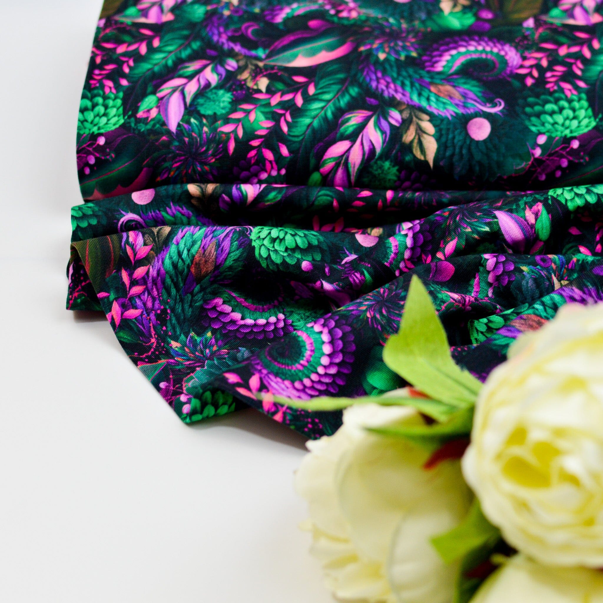 Baumwolljersey - Tropical Life - Green Lagune Fabric poshpinks