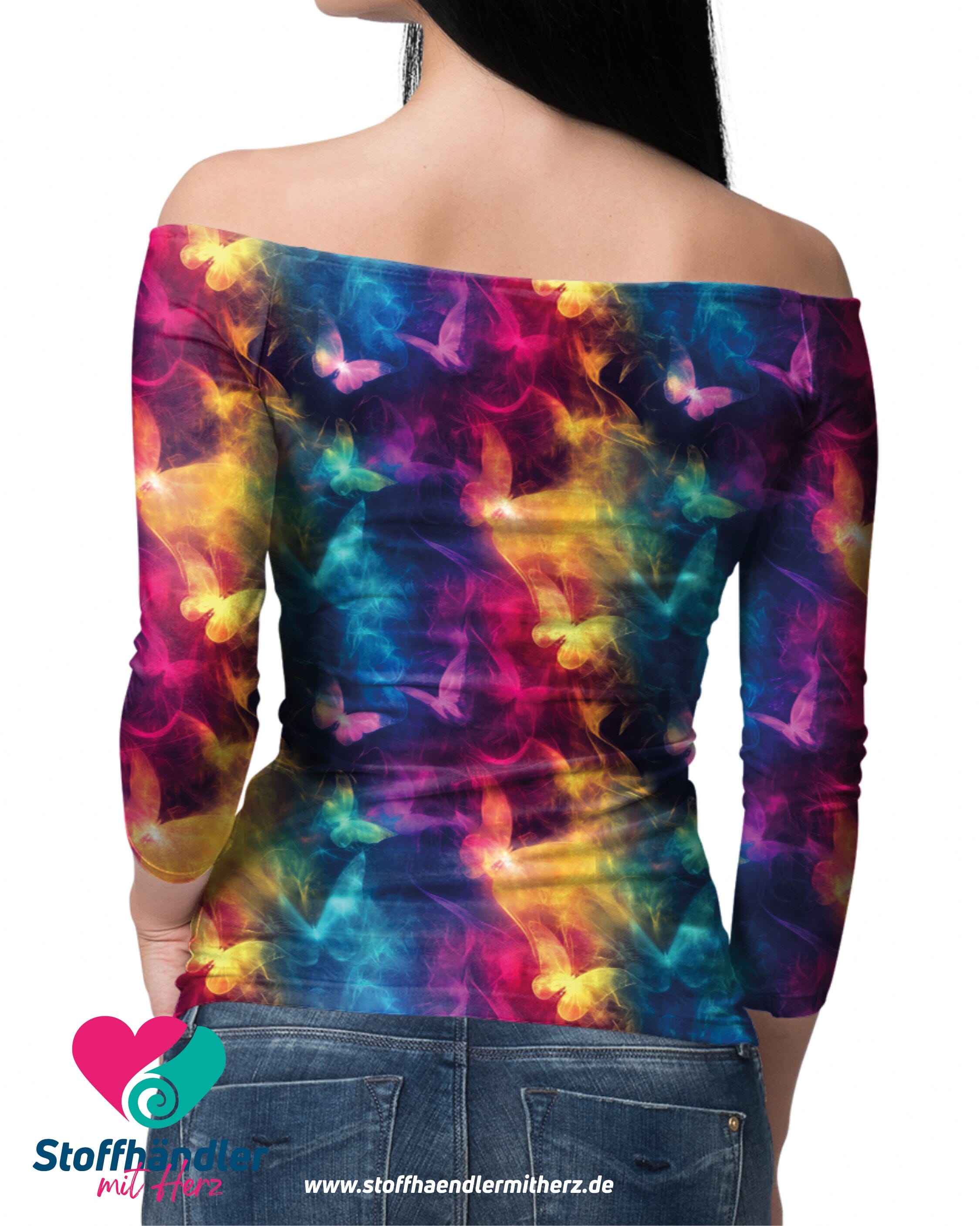 Vorbestellung - Stoffhändler mit Herz Eigenproduktion 19 - Butterfly Tango by Tante Ema - Baumwolljersey Fabric poshpinks