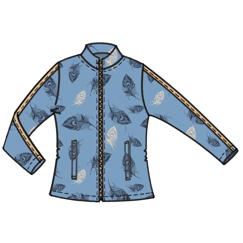 French Terry - Plume - Bleu - Feder mit Glitzer Fabric poshpinks