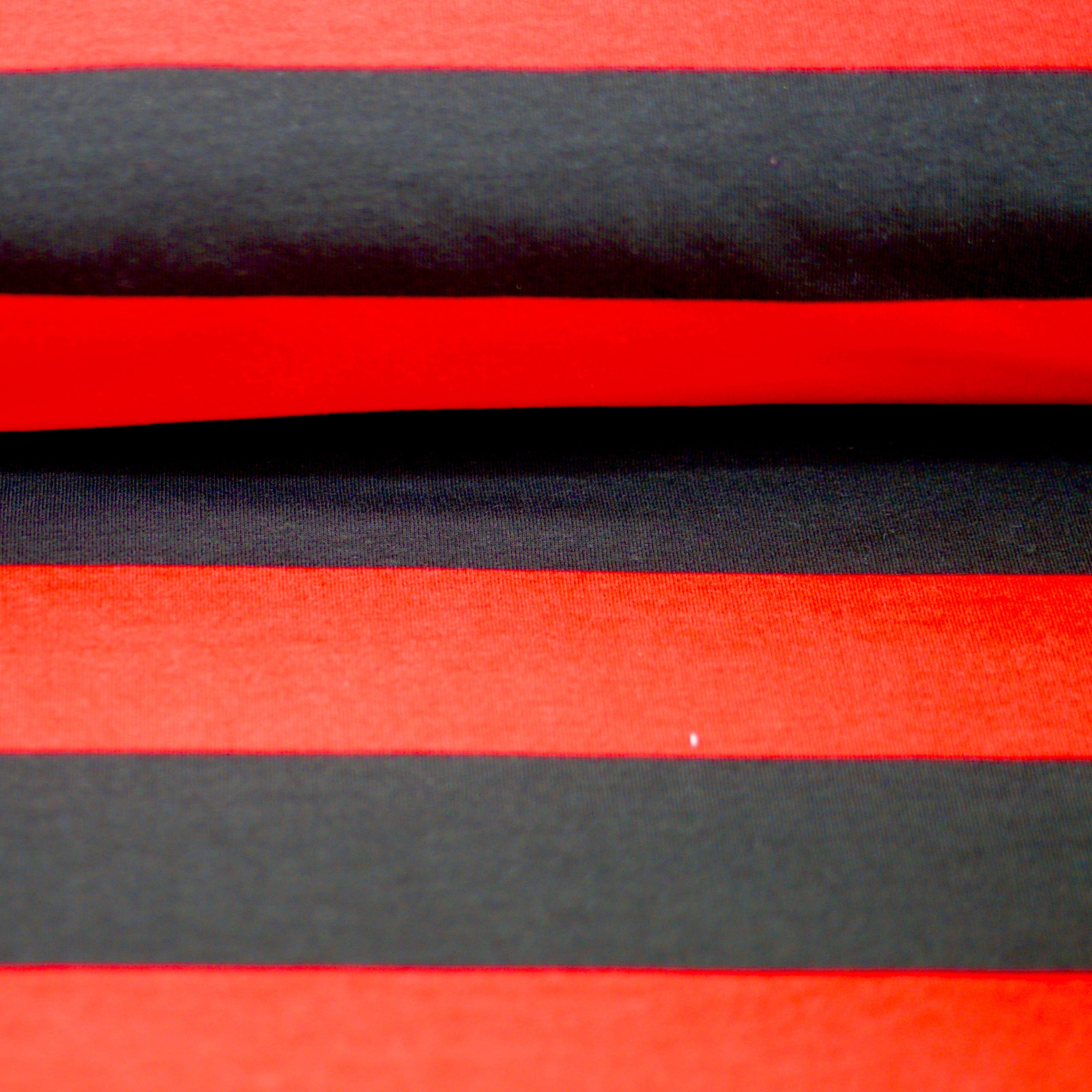 French Terry - Blockstreifen - Rot schwarz Fabric poshpinks