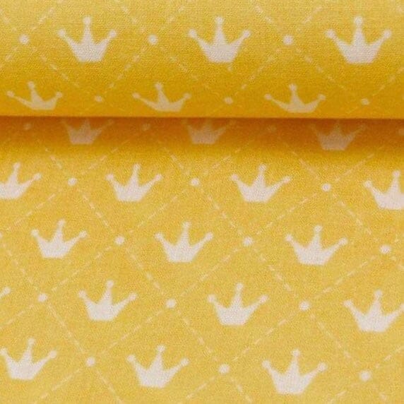 Baumwolle - Popeline - Kronen gelb Fabric poshpinks