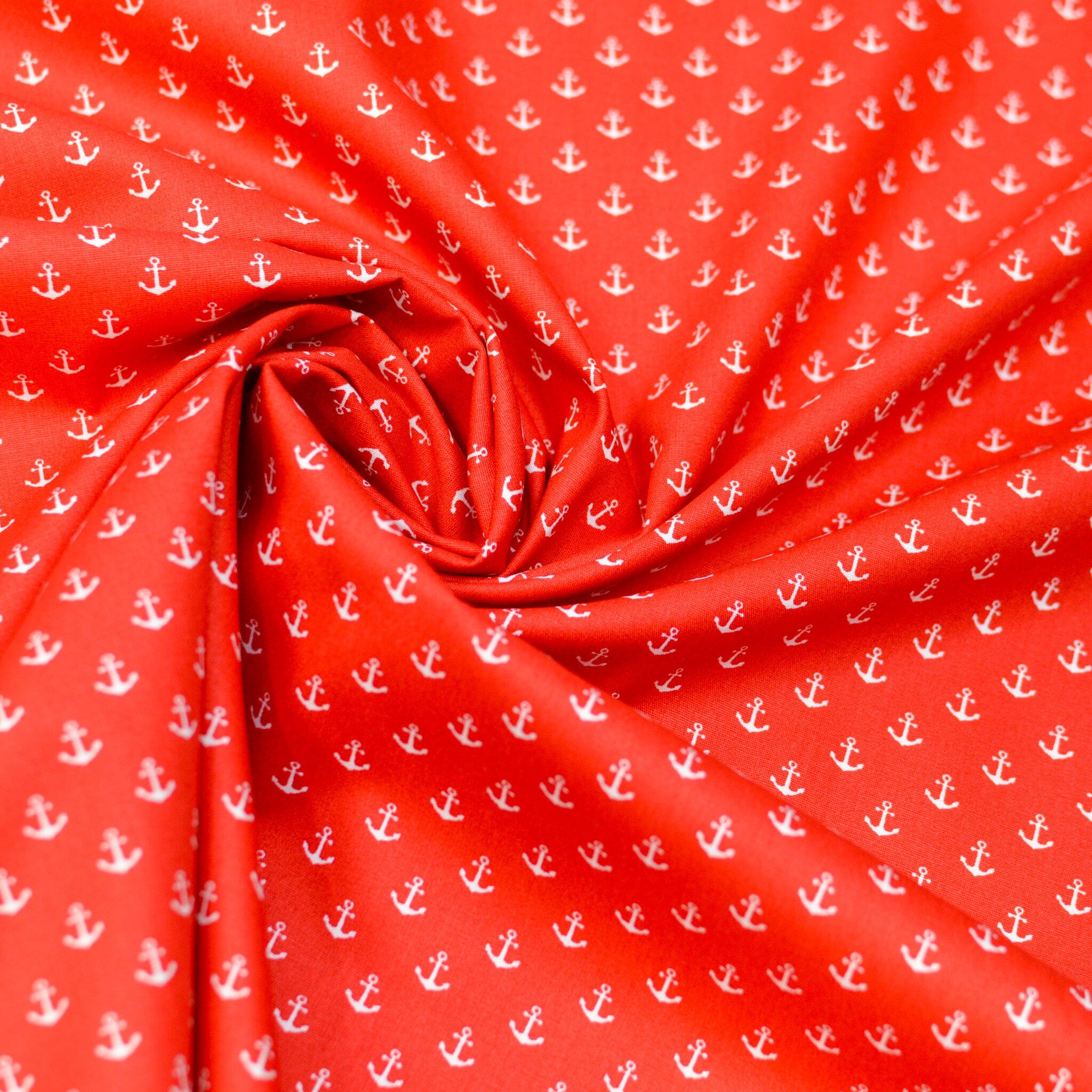 Baumwoll Popeline Anker - Mini - rot weiß Fabric poshpinks