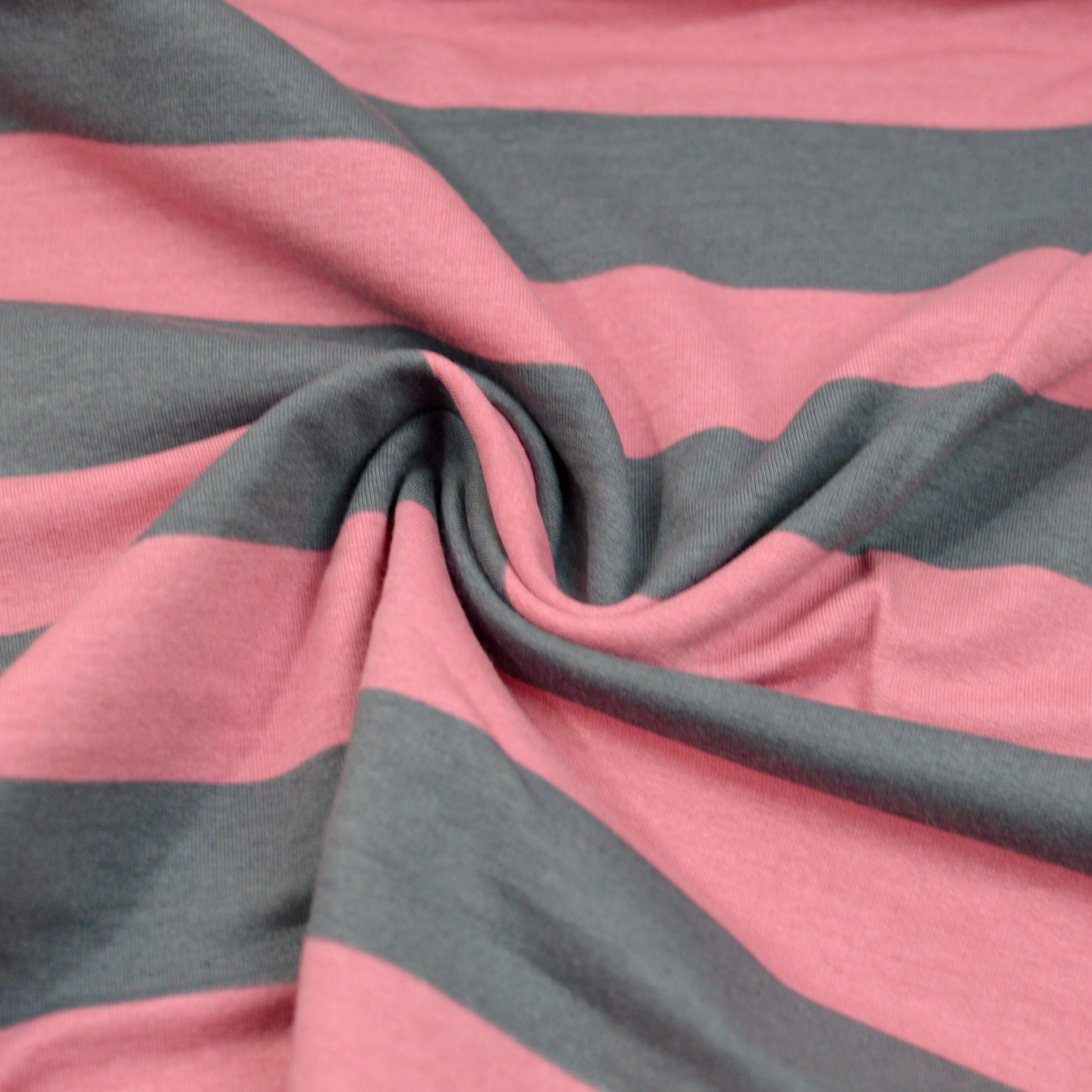 French Terry - Blockstreifen - Rosa dunkelgrau Fabric poshpinks