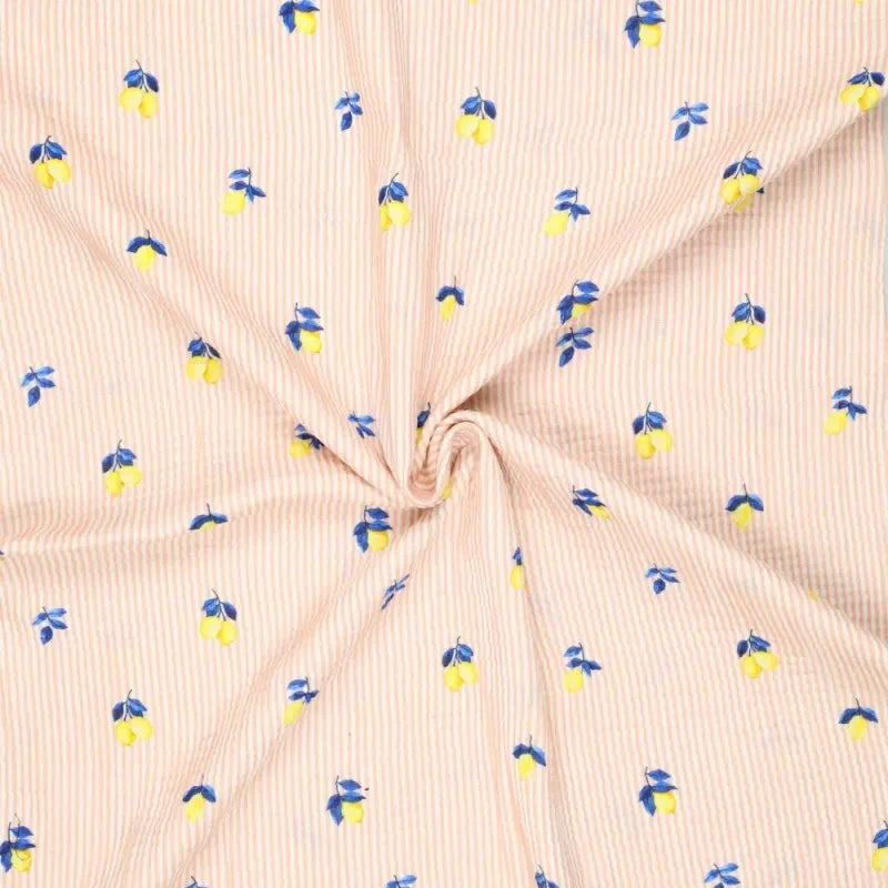 Musselin - Lemon Stripesc - Apricot weiß gelb Fabric poshpinks