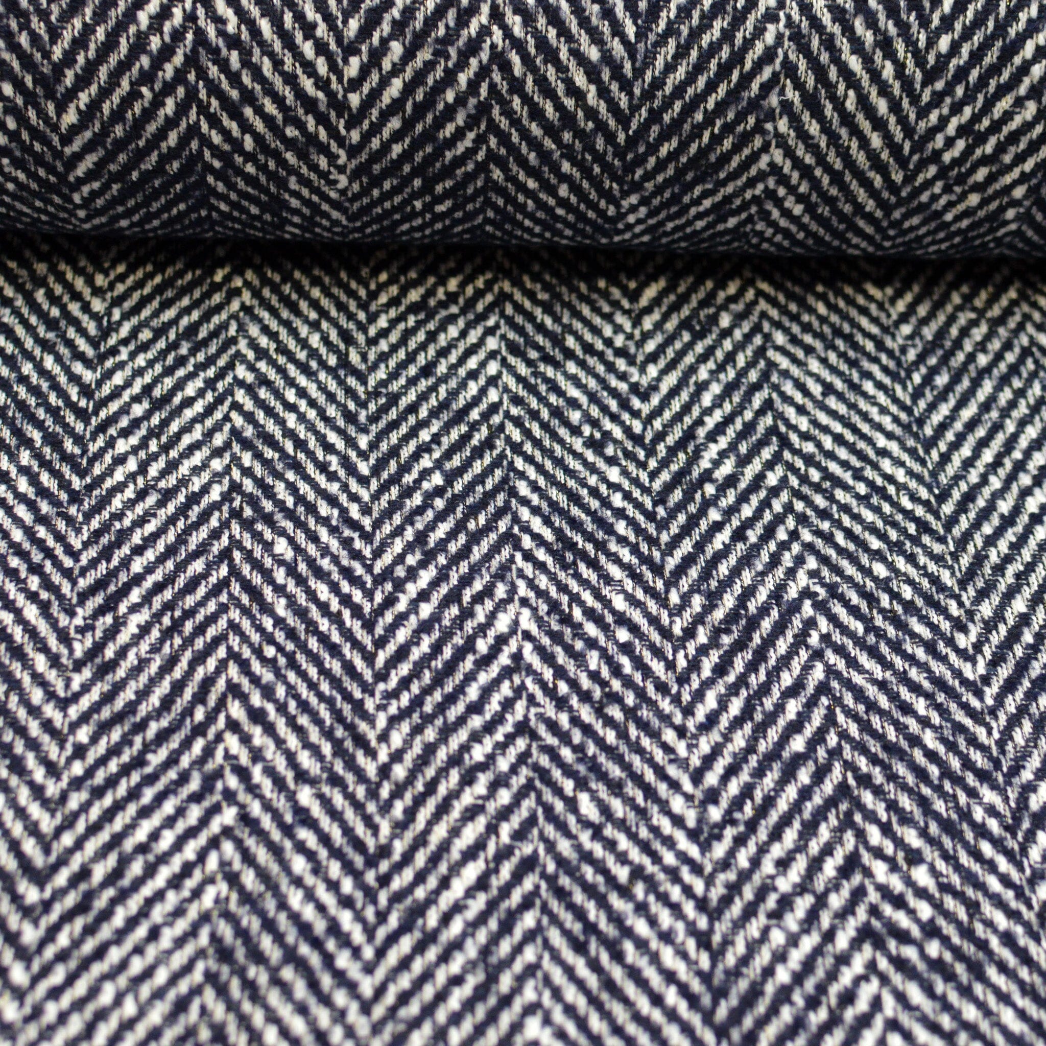 Recycling Mantelstoff - Fischgrät - Blau grau Fabric poshpinks