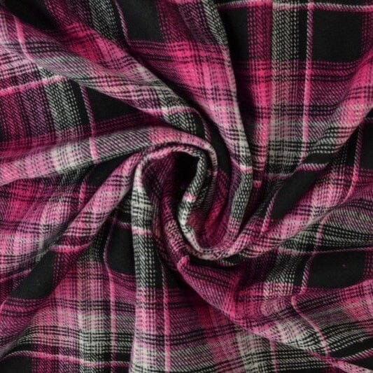 Reststück 1,1m! Baumwoll Flanell - pink schwarz kariert Fabric poshpinks