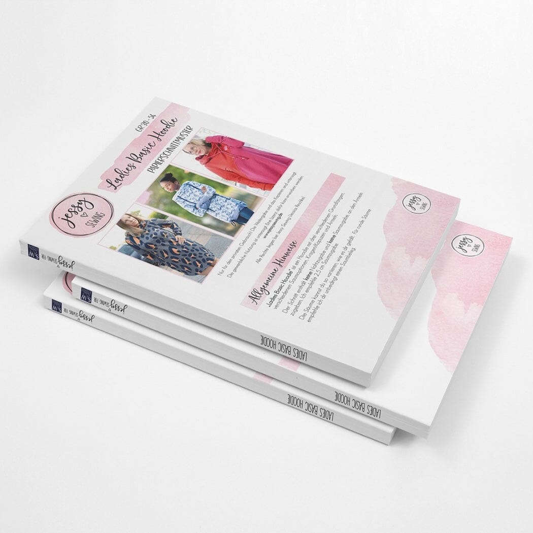 Papierschnittmuster Jessy Sewing - Ladies Basic Hoodie - Gr. 32-56 - Klassischer Hoodie für Damen Schnittmuster poshpinks