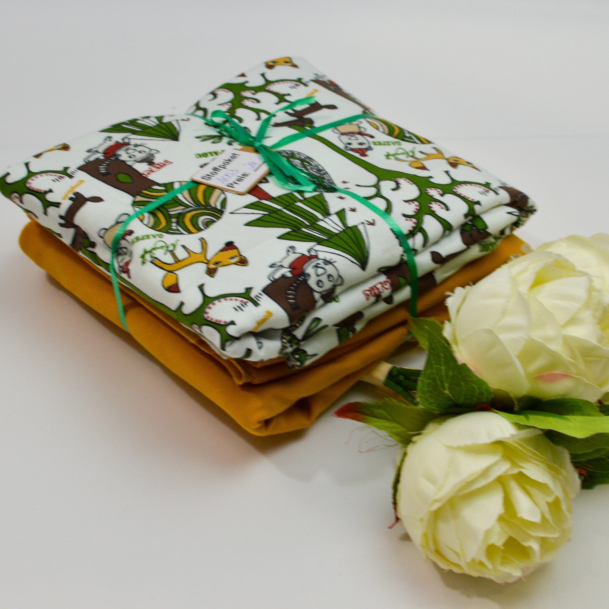 Stoffpaket Jersey – Waldfreunde Sonnengelb weiß – limitiert Paket poshpinks