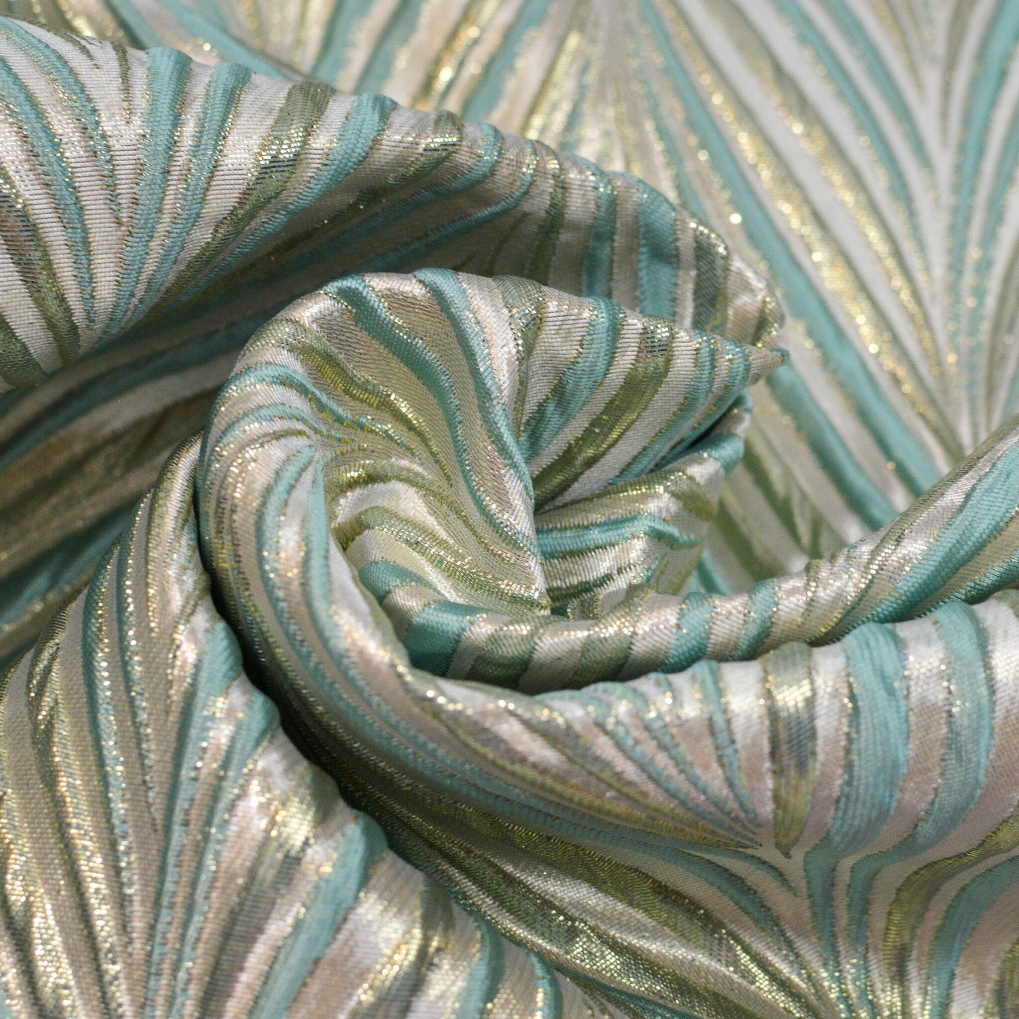 Brokat Wellen abstrakt Mint Gold Fabric poshpinks