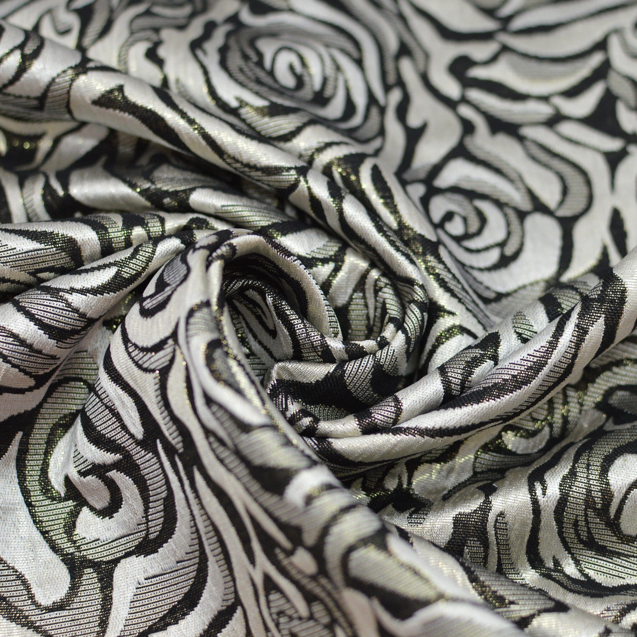 Brokat Rosen schwarz Gold Silber Fabric poshpinks