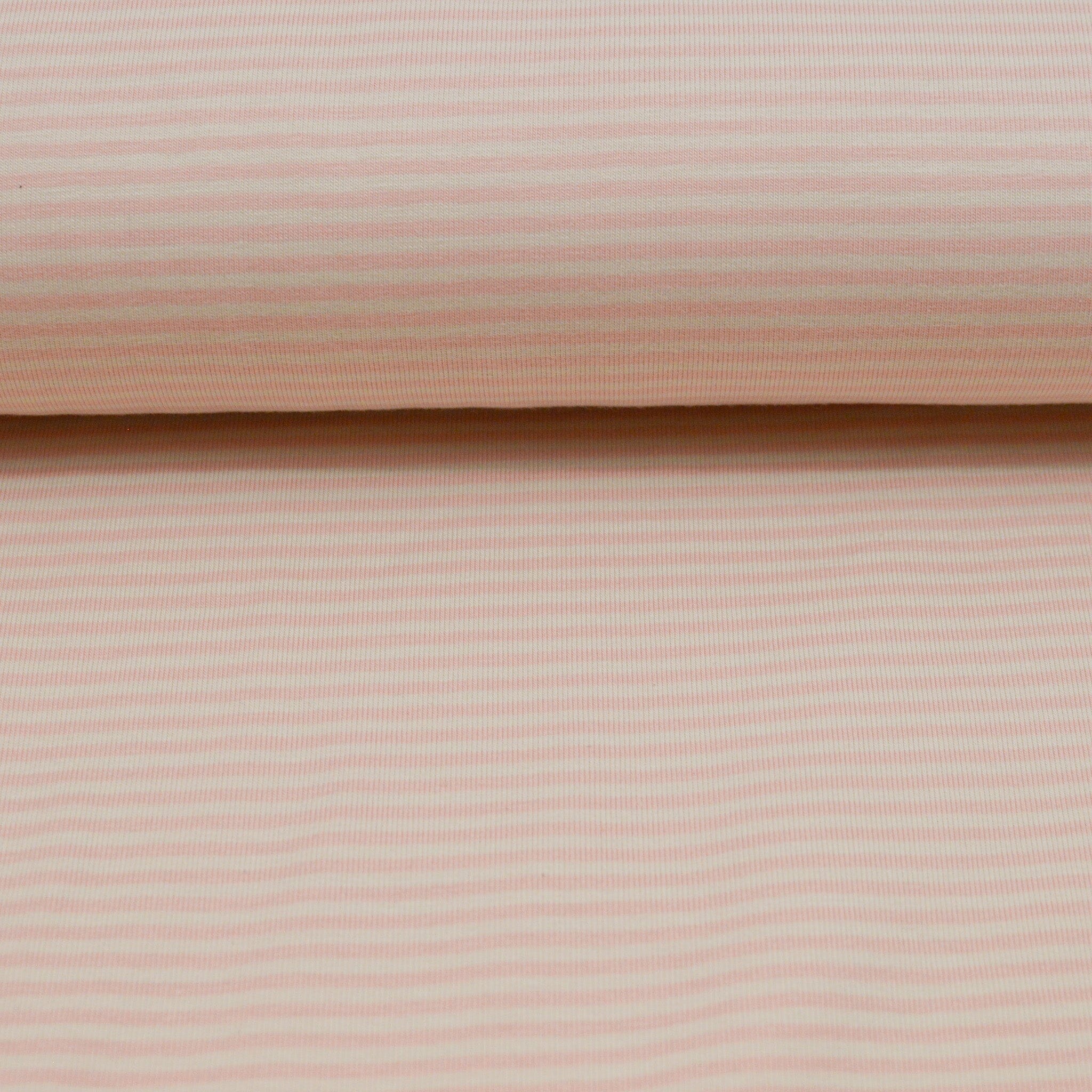 Baumwolljersey - kleine Streifen - apricot creme Fabric poshpinks