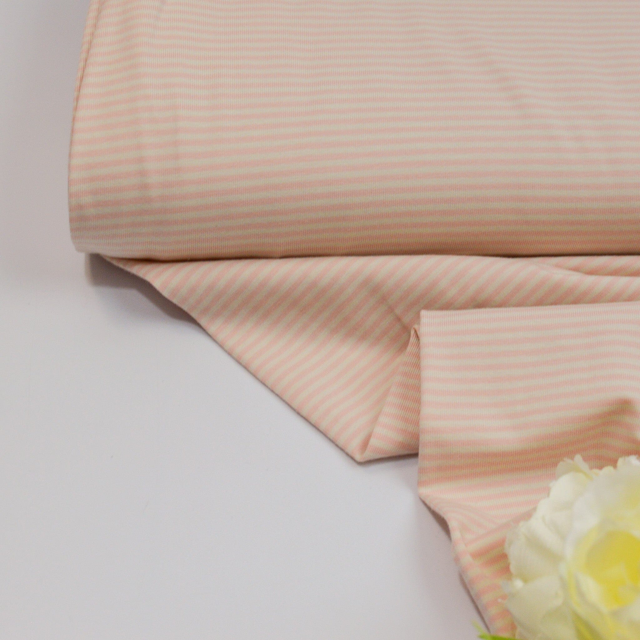 Baumwolljersey - kleine Streifen - apricot creme Fabric poshpinks