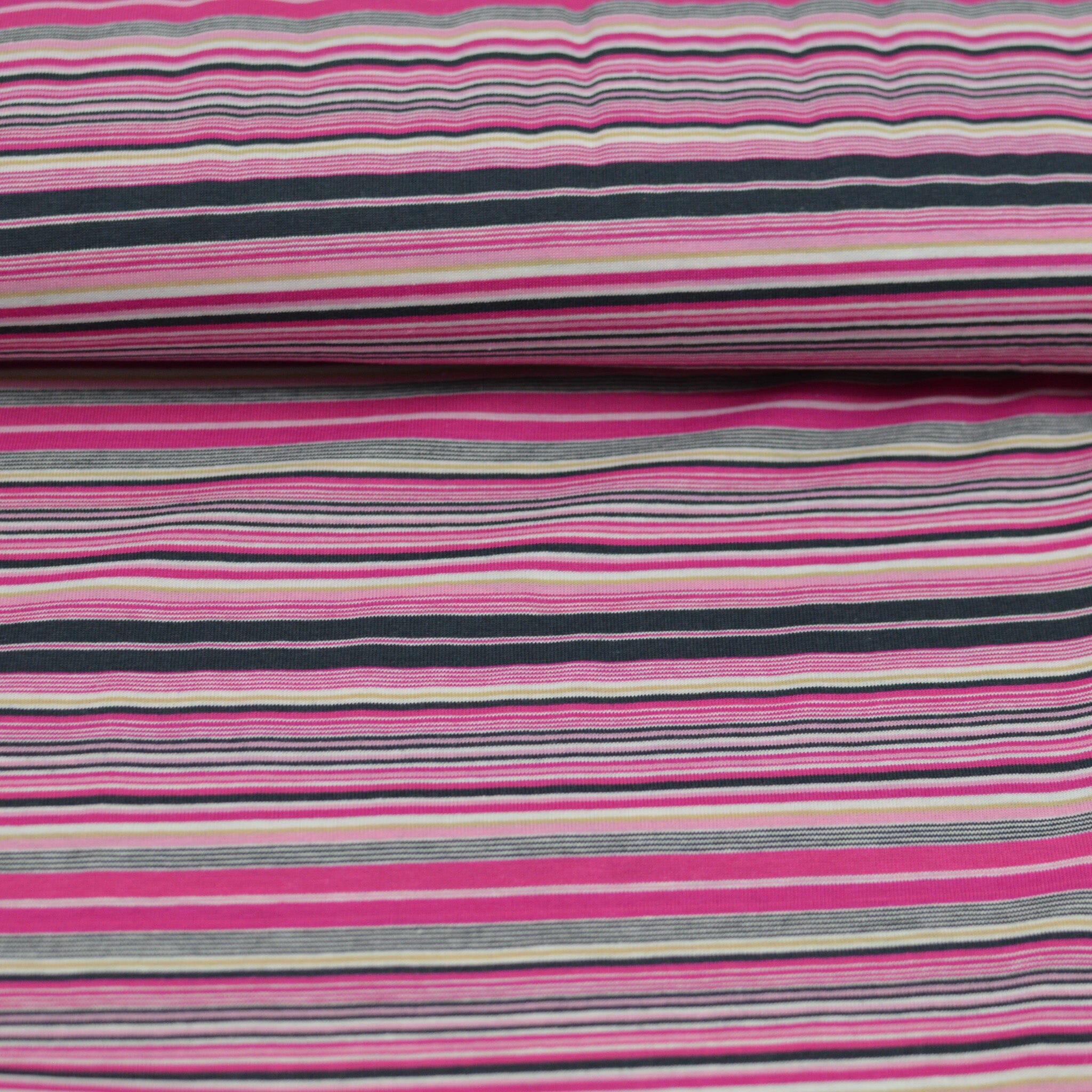 Baumwolljersey - Streifen - pink dunkelblau grau beige Fabric poshpinks