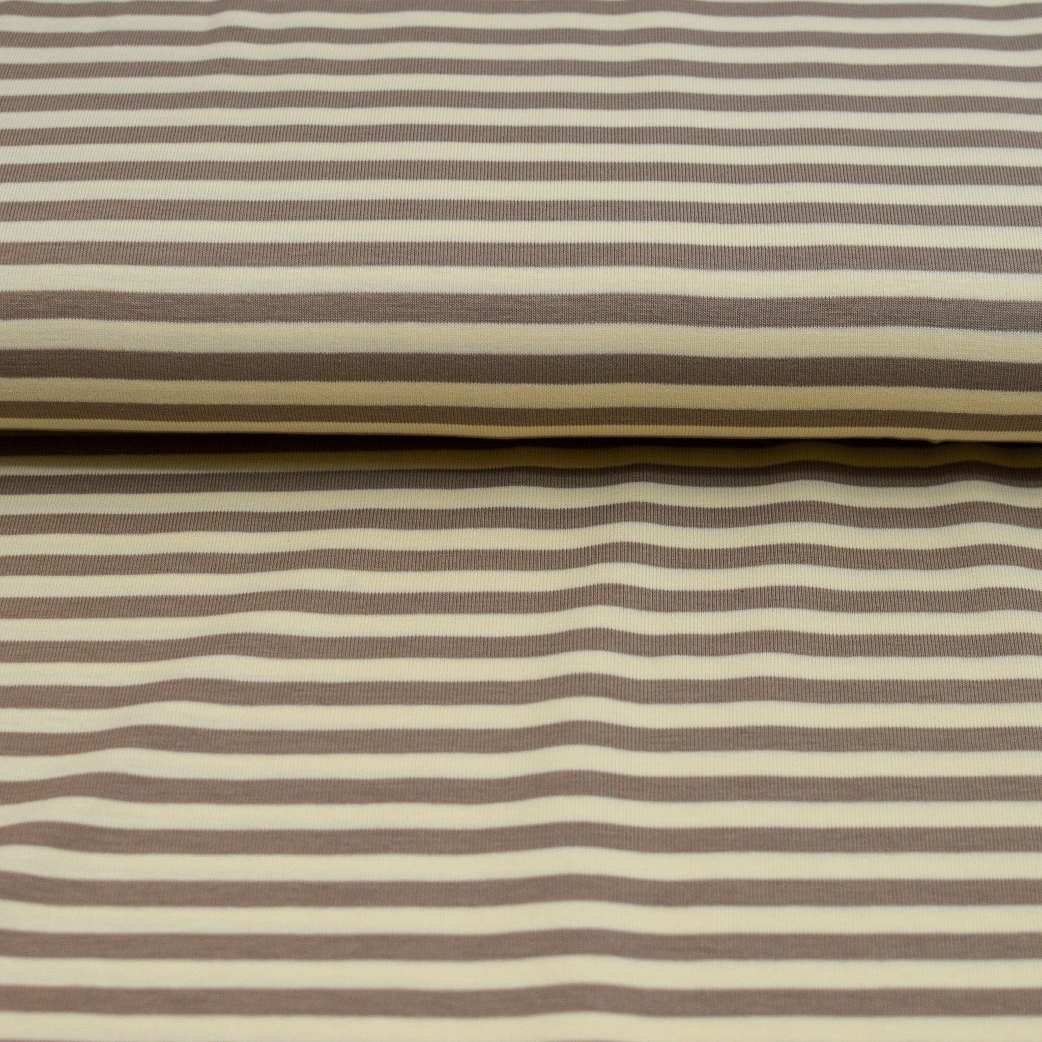 Baumwolljersey - kleine Streifen - taupe creme Fabric poshpinks