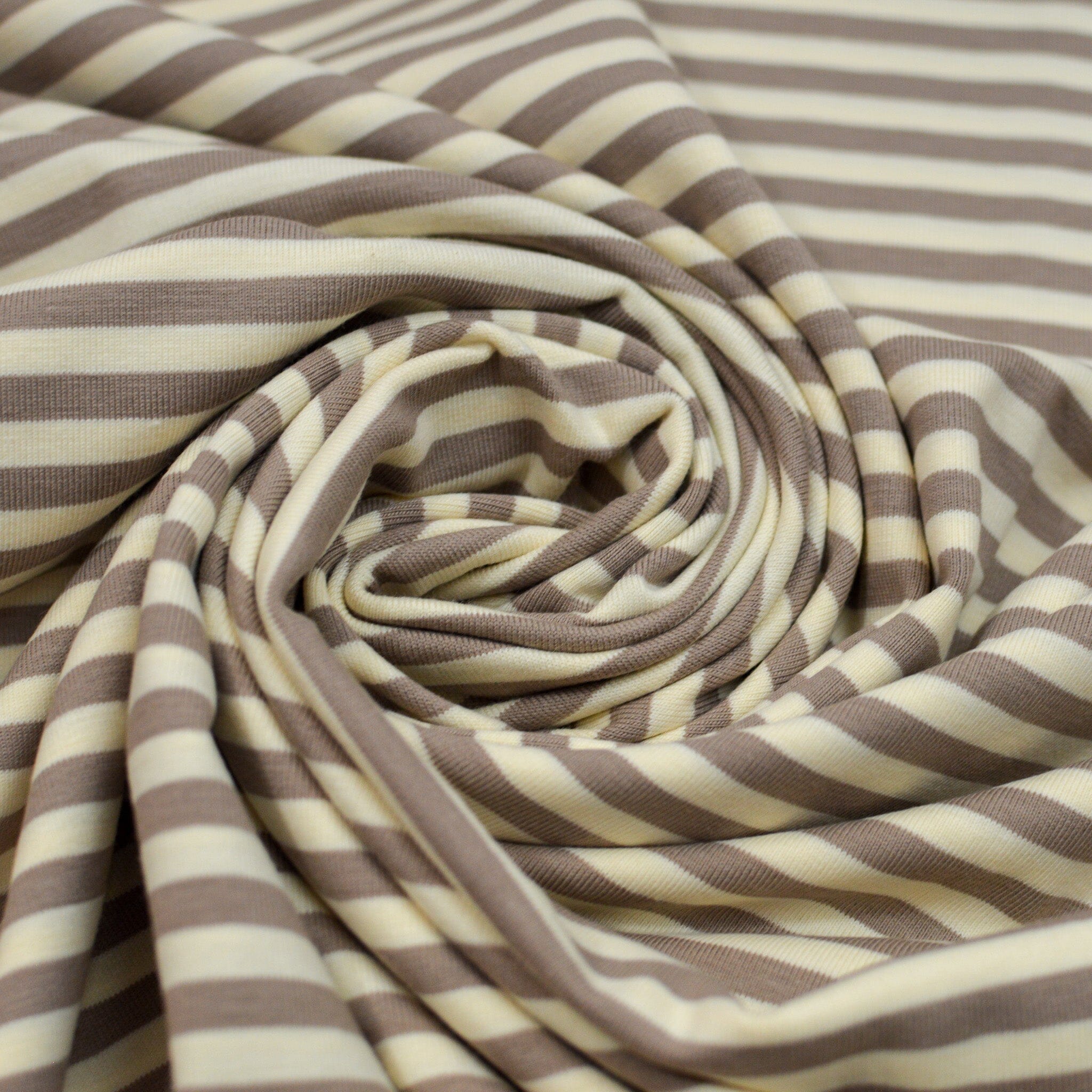 Baumwolljersey - kleine Streifen - taupe creme Fabric poshpinks