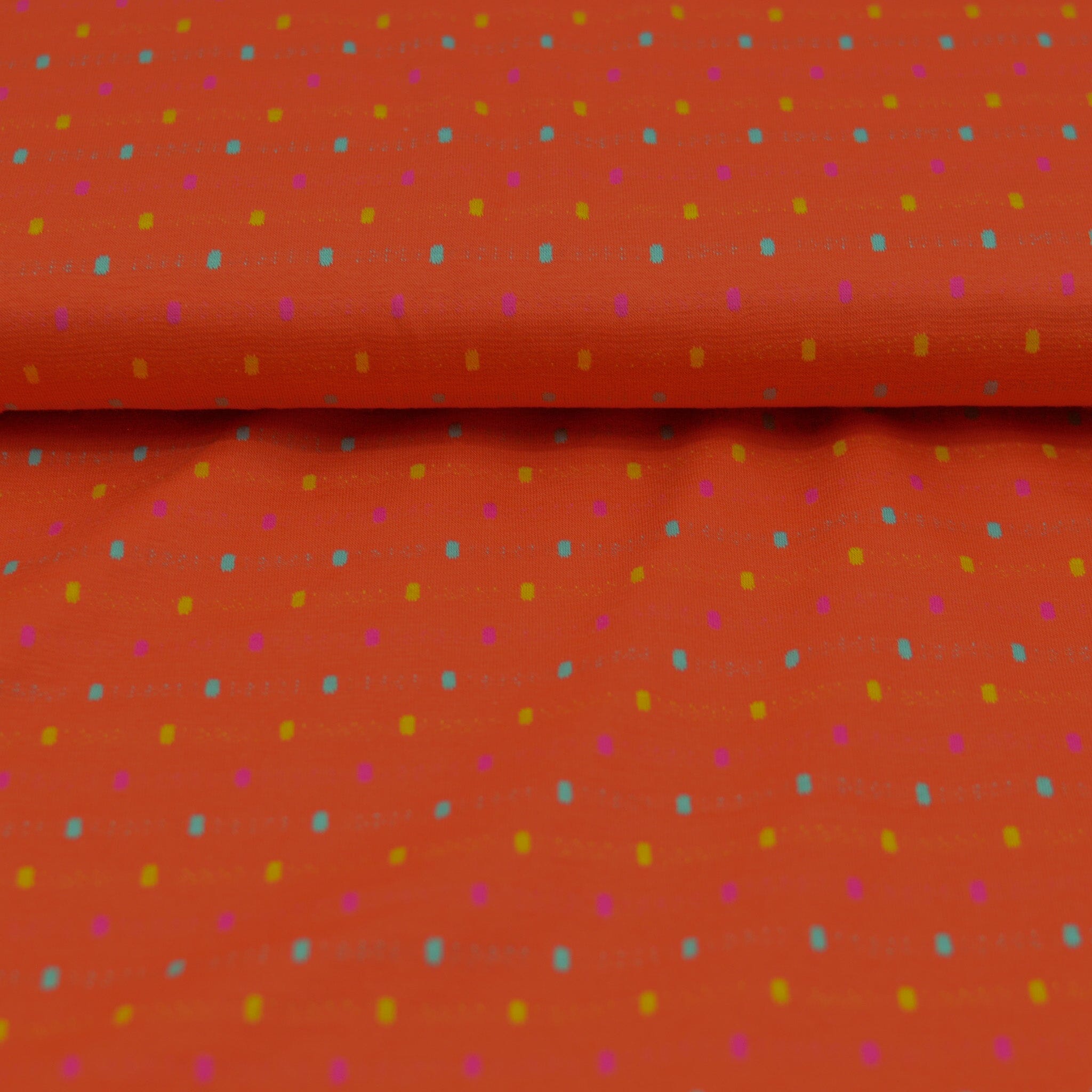 Jacquardjersey - Double Face - Streifen / Punkte - Orange bunt Fabric poshpinks