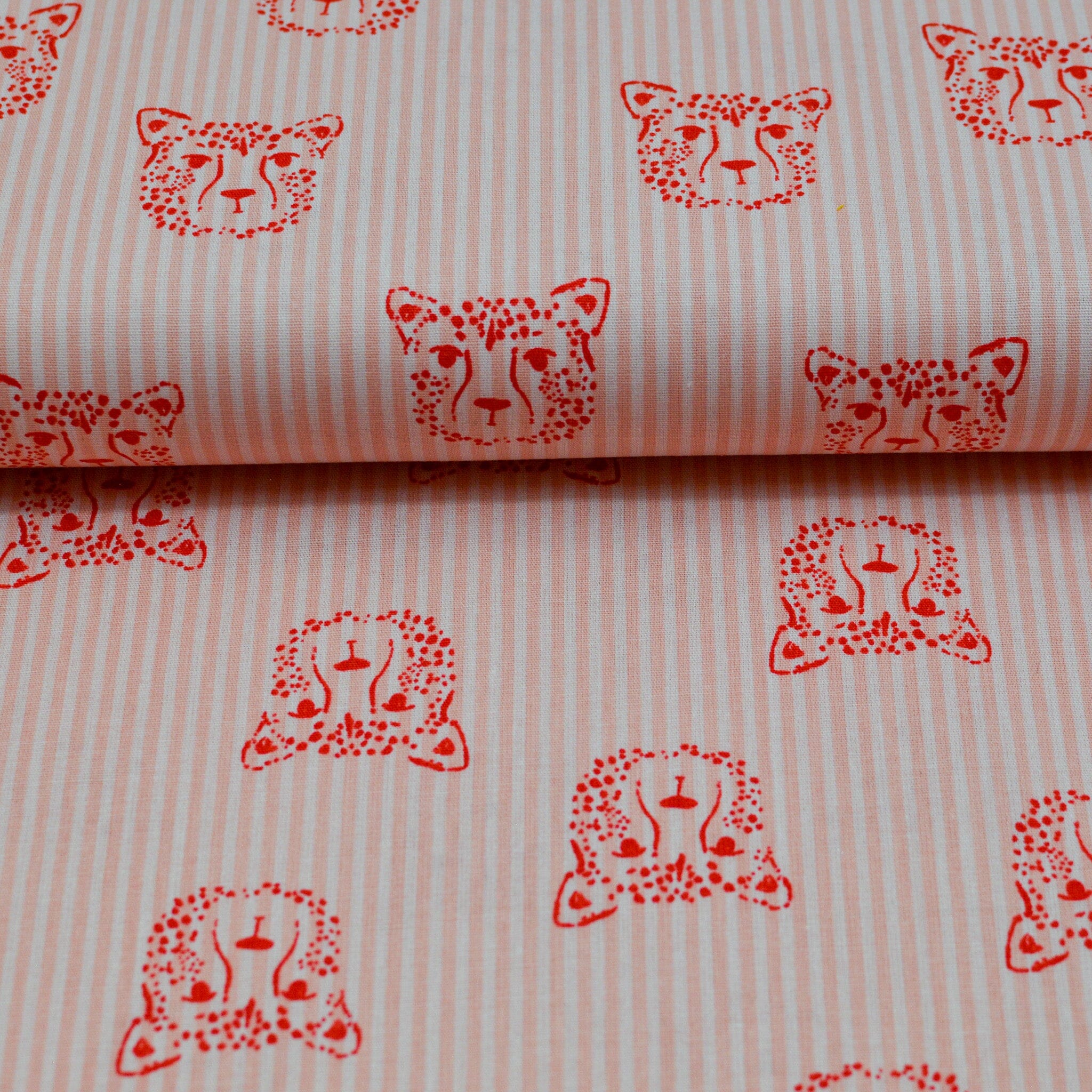 Baumwoll Popeline - Leopard gestreift - apricot rot weiß Fabric poshpinks