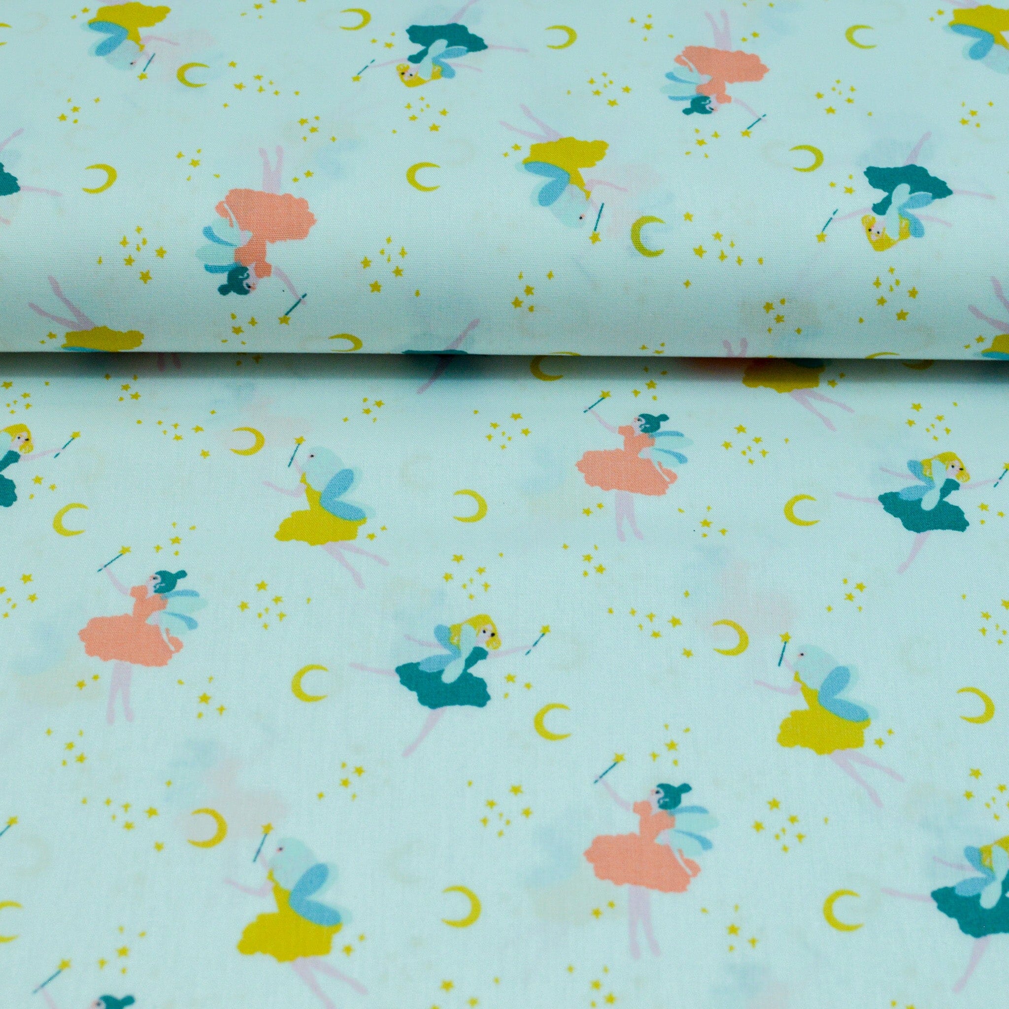 Baumwoll Popeline - Mondtänzer - Feen weiß Fabric poshpinks