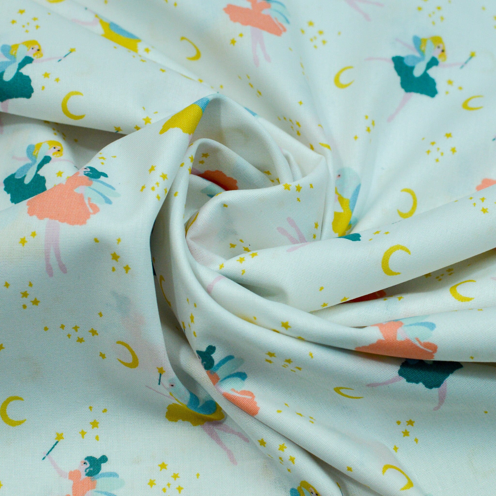 Baumwoll Popeline - Mondtänzer - Feen weiß Fabric poshpinks