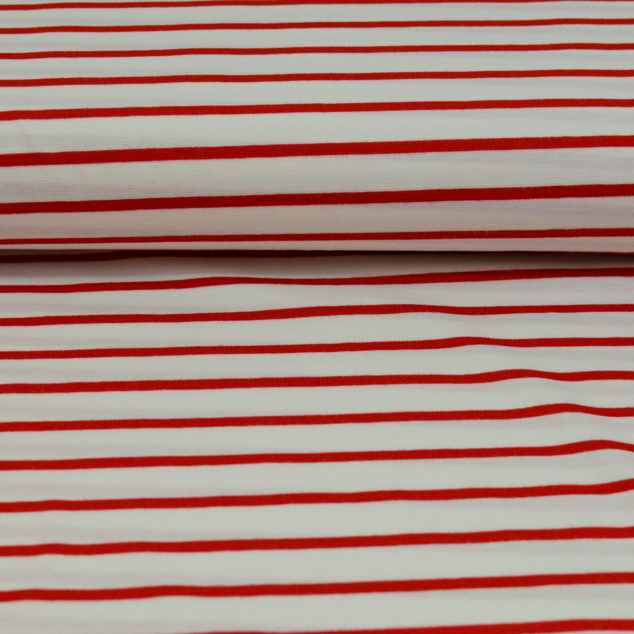 Baumwolljersey - Streifen / Ringel - weiß rot Fabric poshpinks