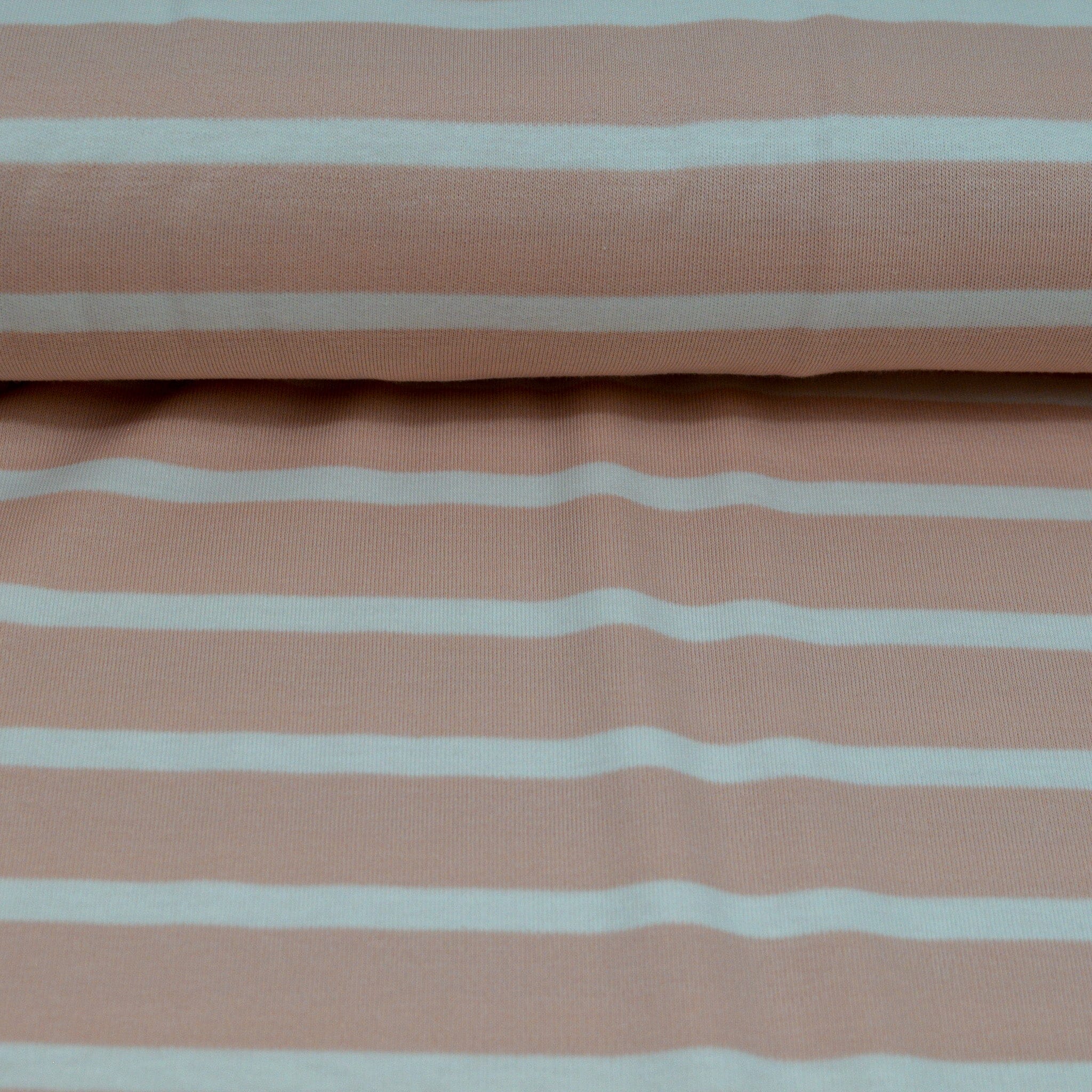 Baumwolljersey - Streifen / Ringel - Blockstreifen - apricot weiß Fabric poshpinks