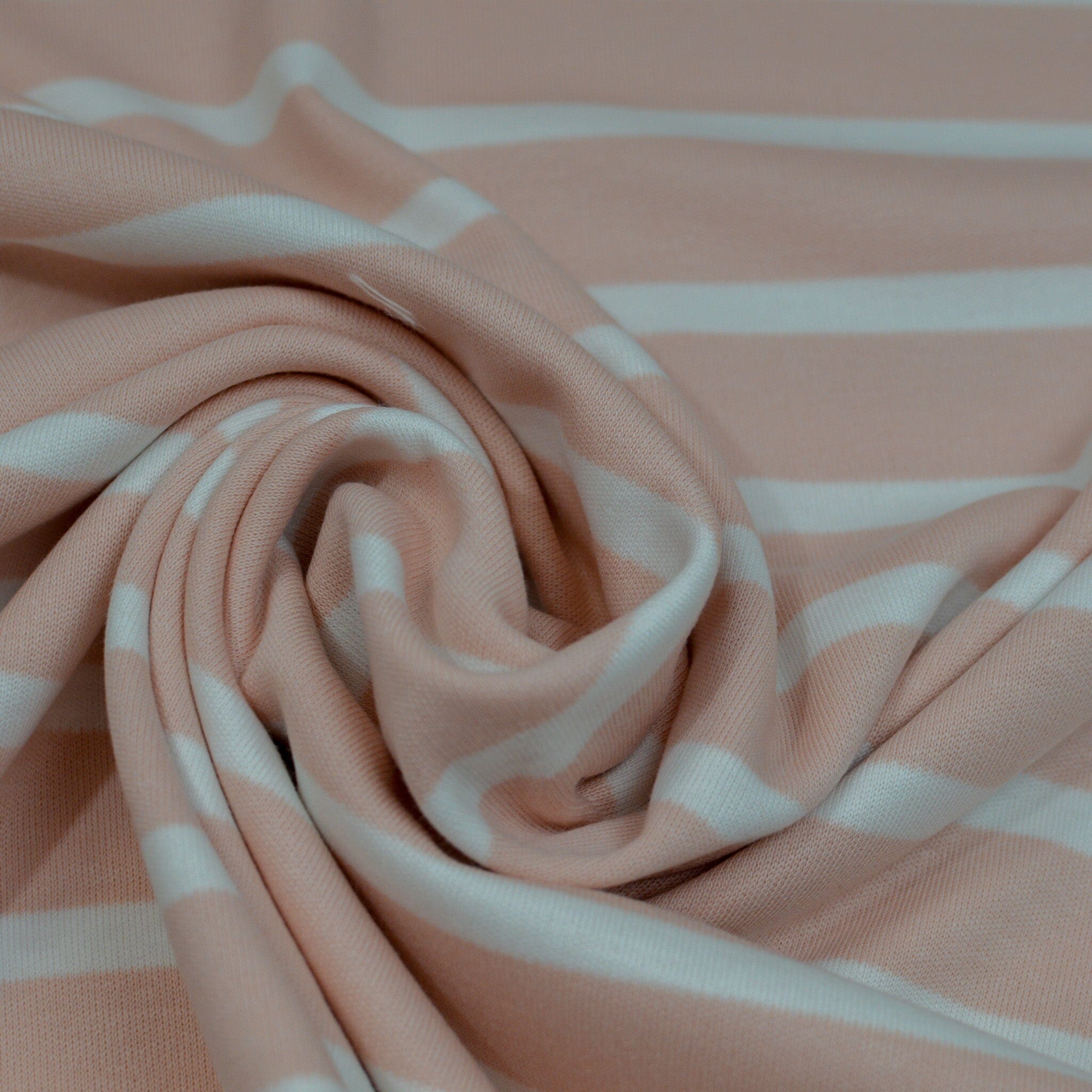 Baumwolljersey - Streifen / Ringel - Blockstreifen - apricot weiß Fabric poshpinks