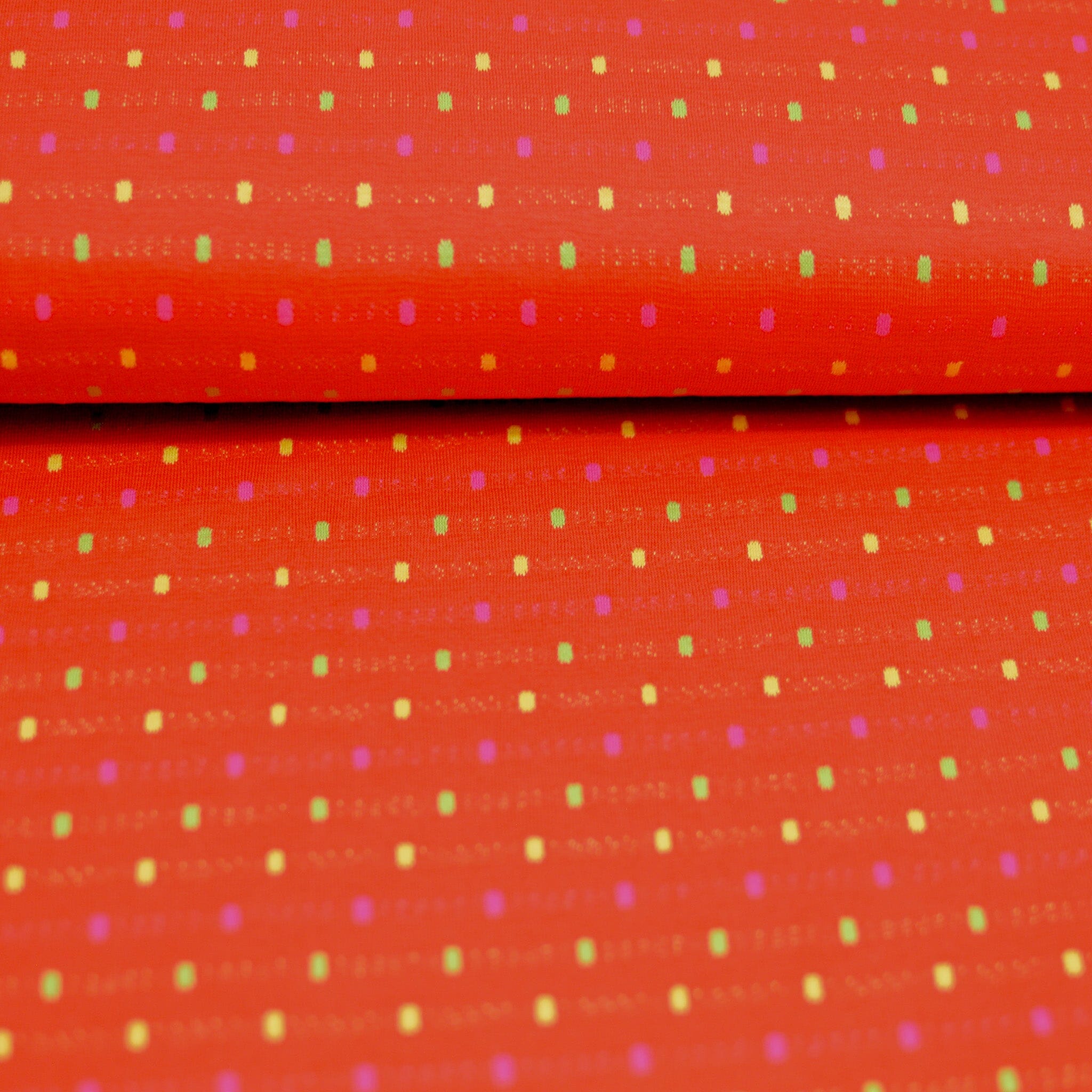 Jacquardjersey - Double Face - Streifen / Punkte - rot bunt Fabric poshpinks