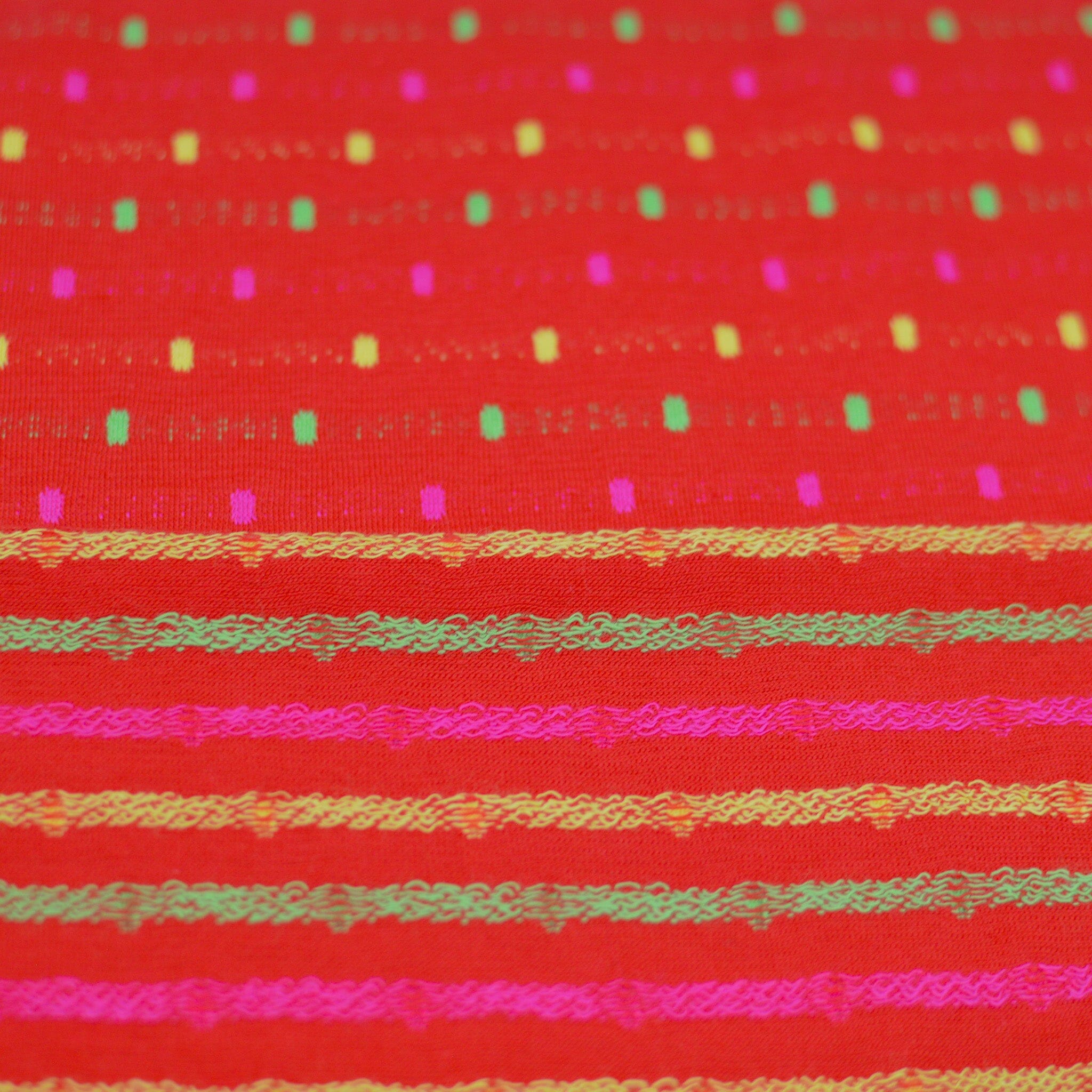 Jacquardjersey - Double Face - Streifen / Punkte - rot bunt Fabric poshpinks