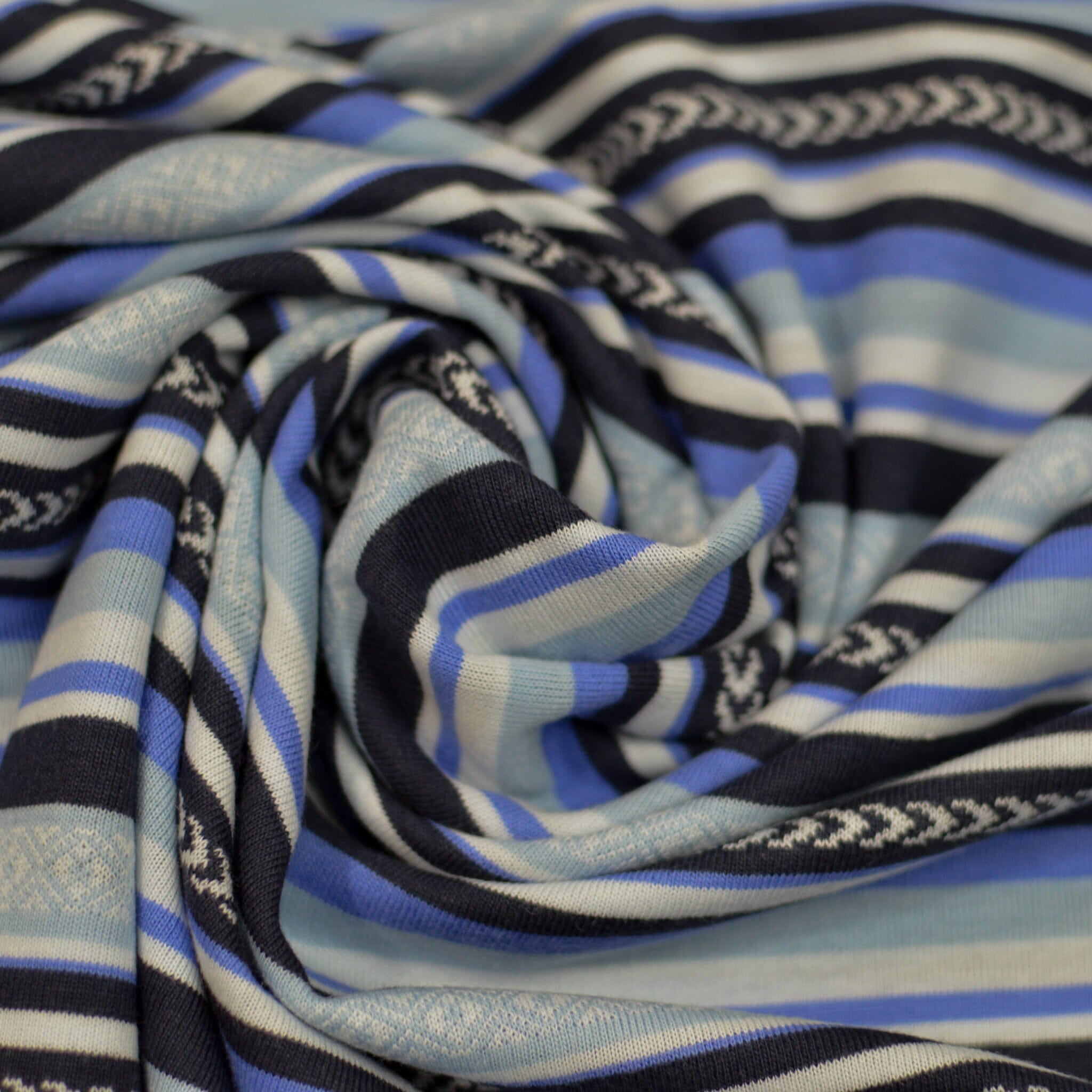 Jacquardjersey - Double Face - Streifen / Muster - hellblau blau weiß Fabric poshpinks