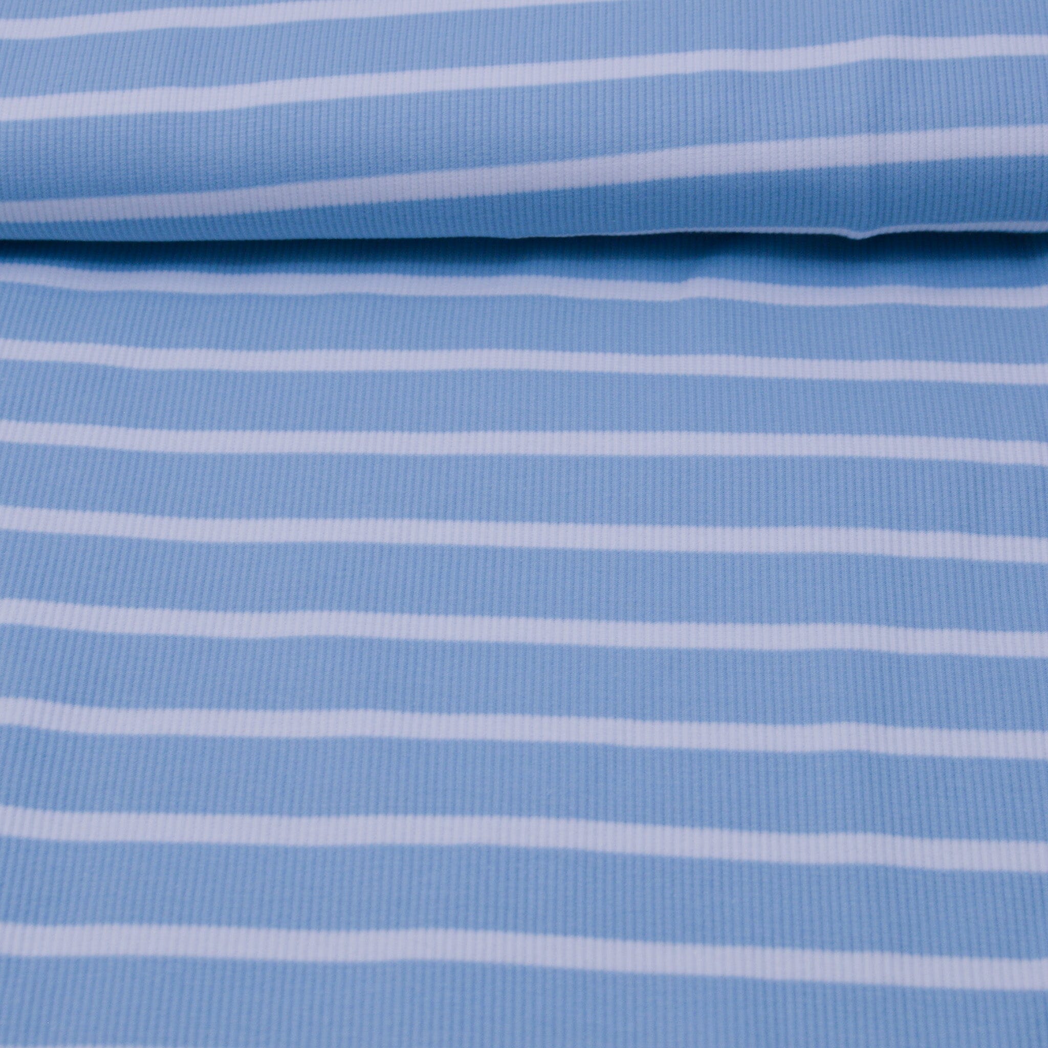 Rippjersey - Streifen - hell aquablau weiß - Ringel Fabric poshpinks