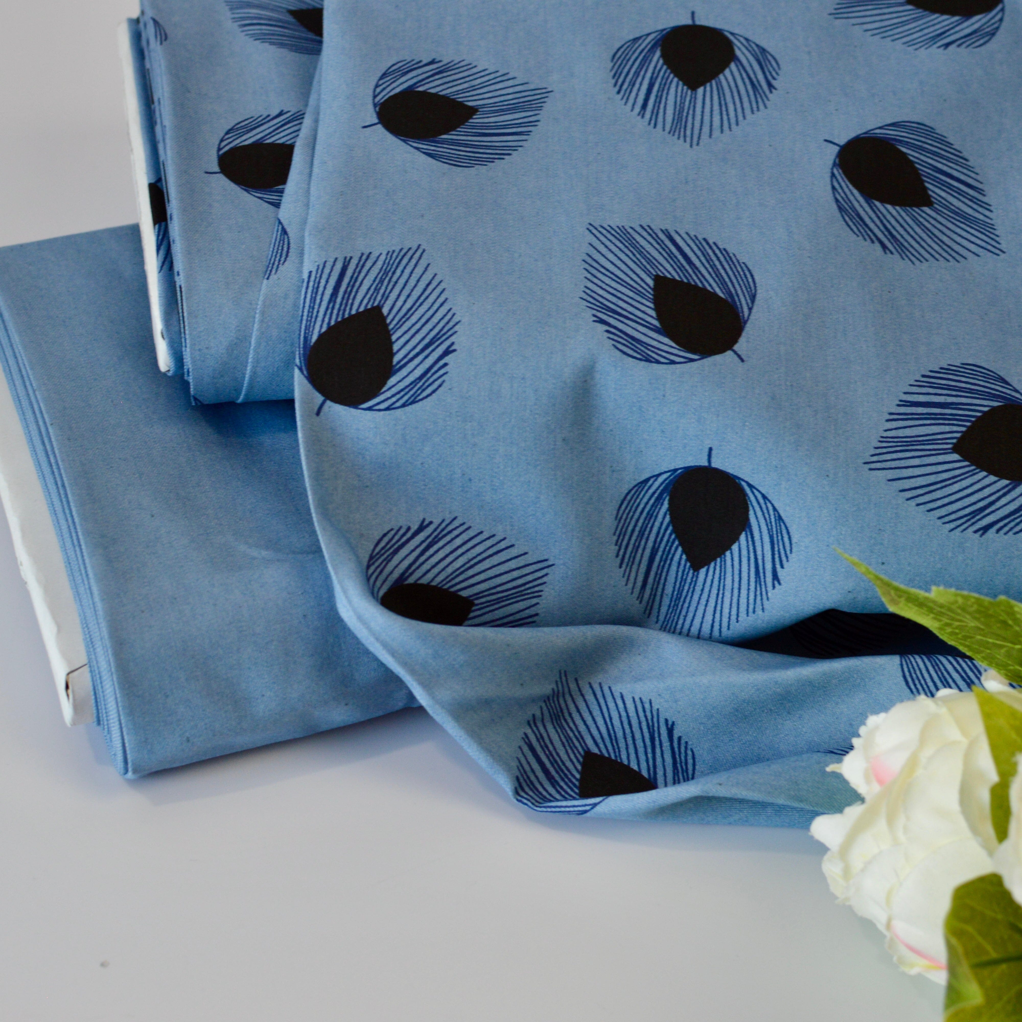 Chambray - bleached jeansblau uni - Baumwollmix Webware Fabric poshpinks