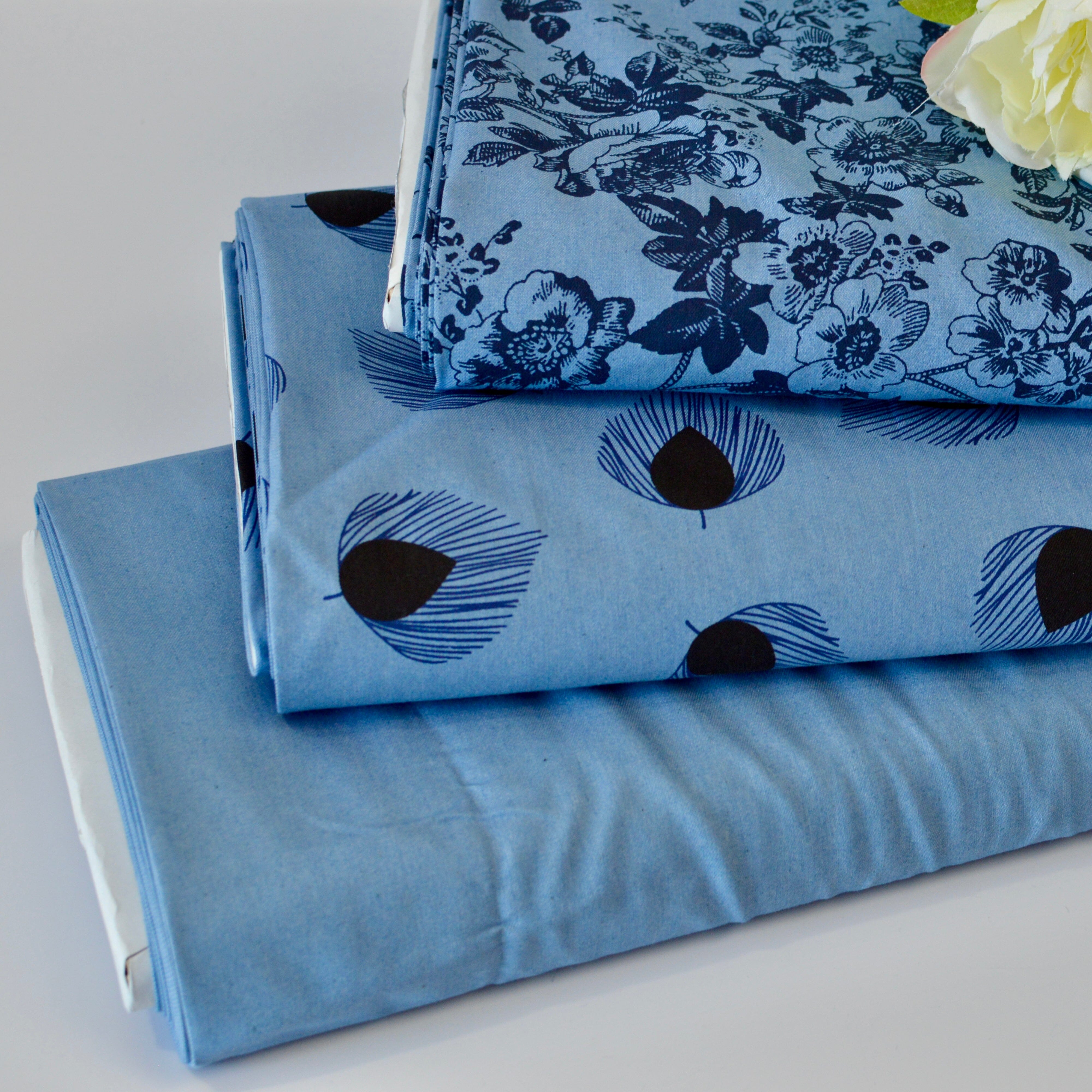 Chambray - bleached jeansblau uni - Baumwollmix Webware Fabric poshpinks