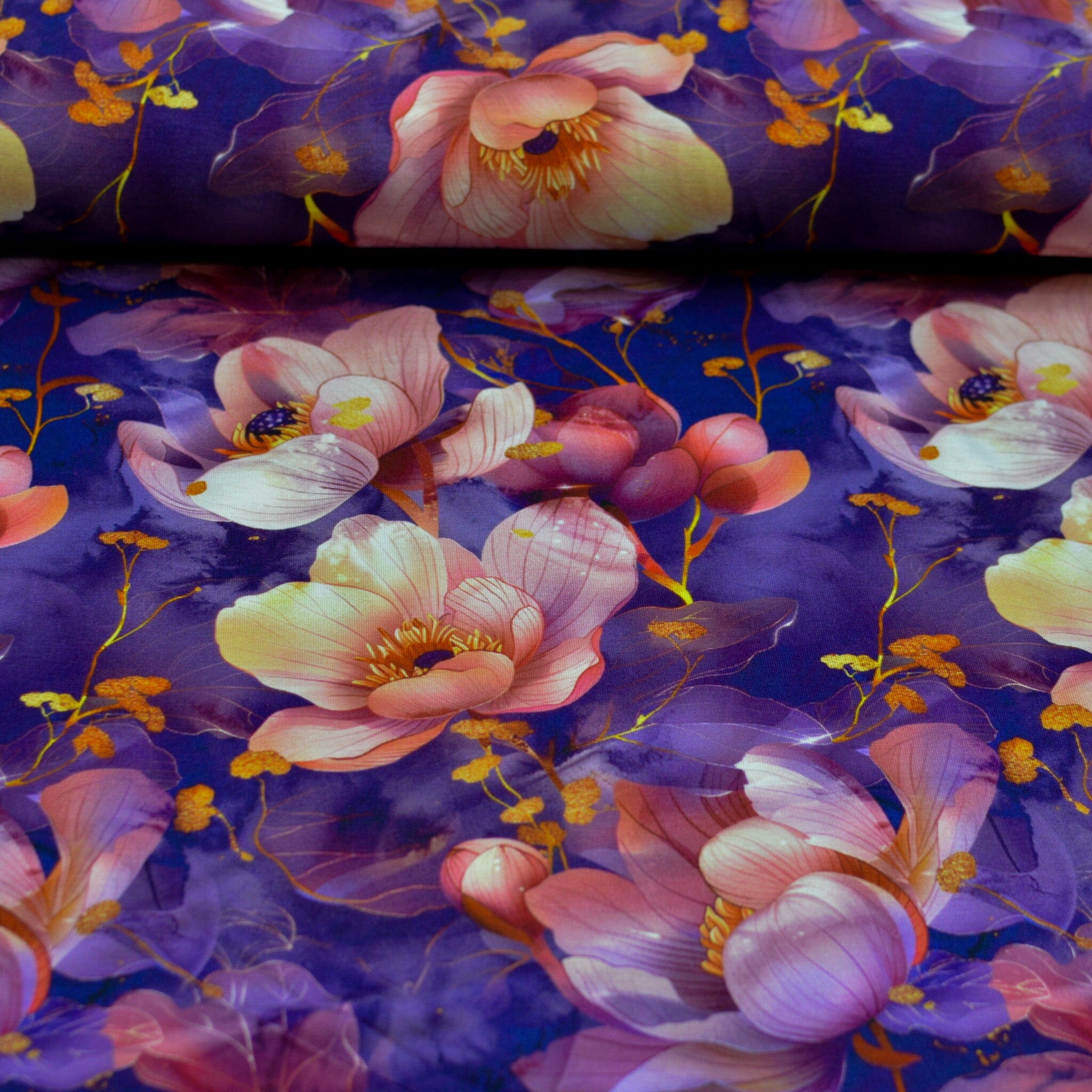 Bambusjersey - Poppies - Blumen - lila rose Fabric poshpinks