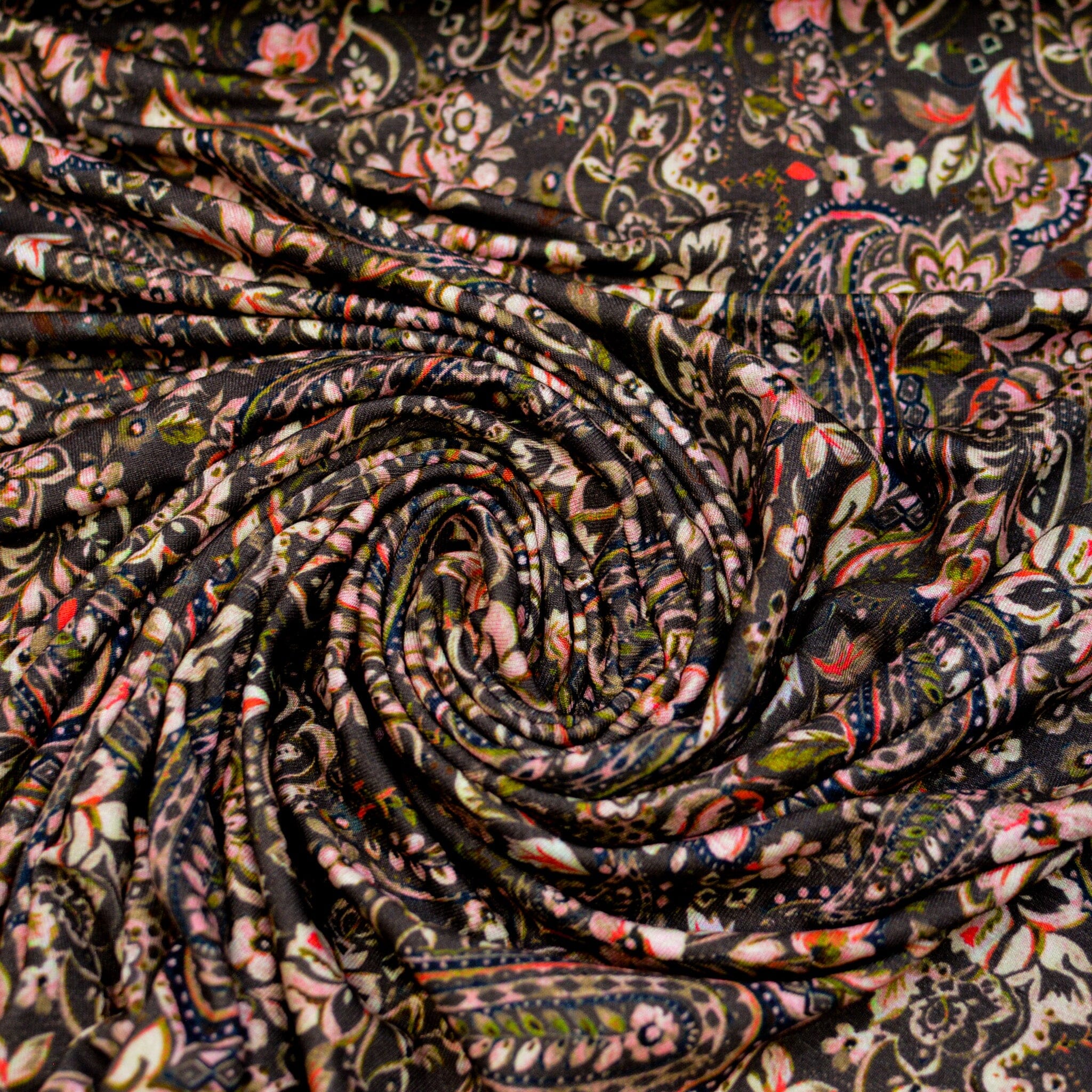 Viskose Jersey - Paisley braun rosa Fabric poshpinks