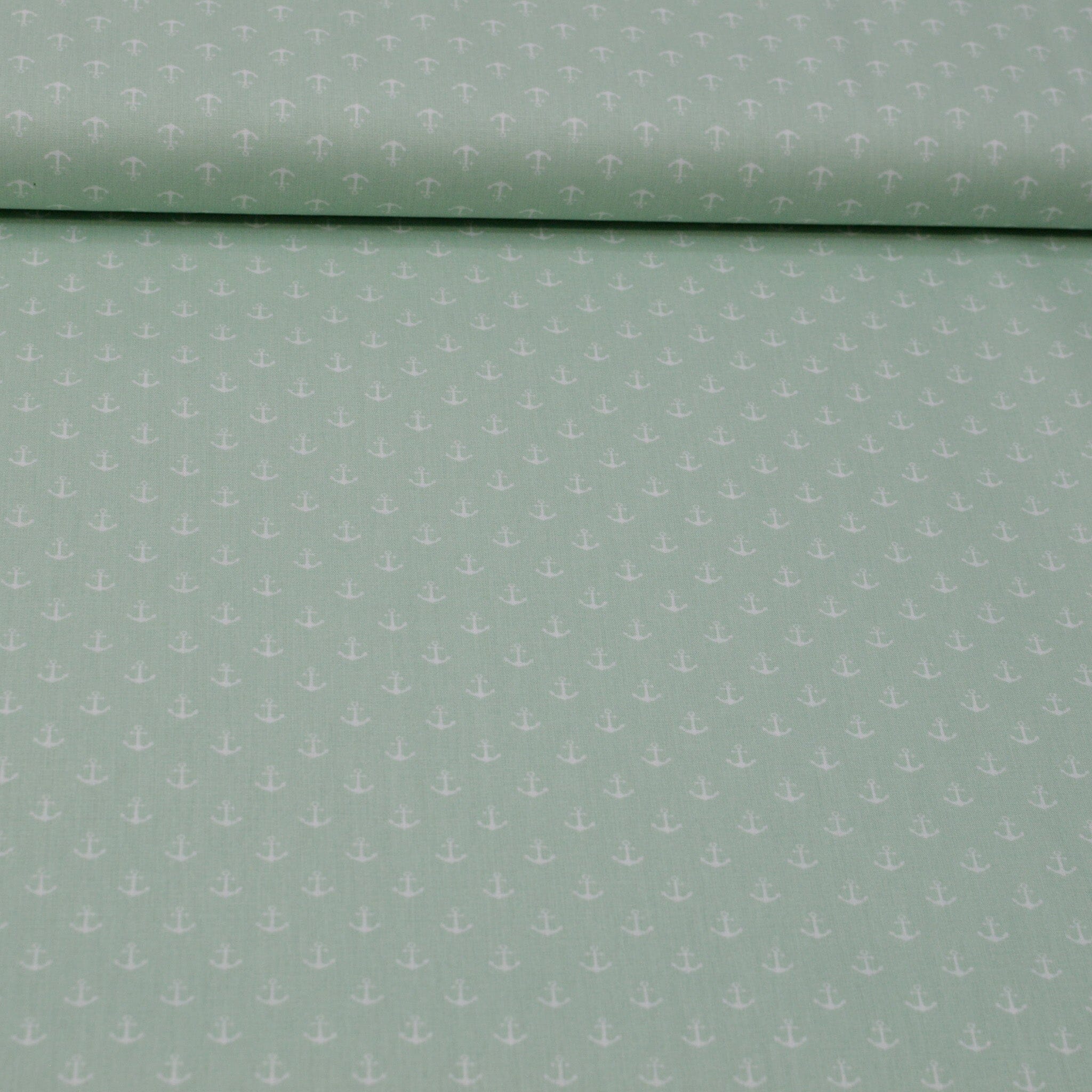 Baumwoll Popeline Anker - Mini - mint weiß Fabric poshpinks